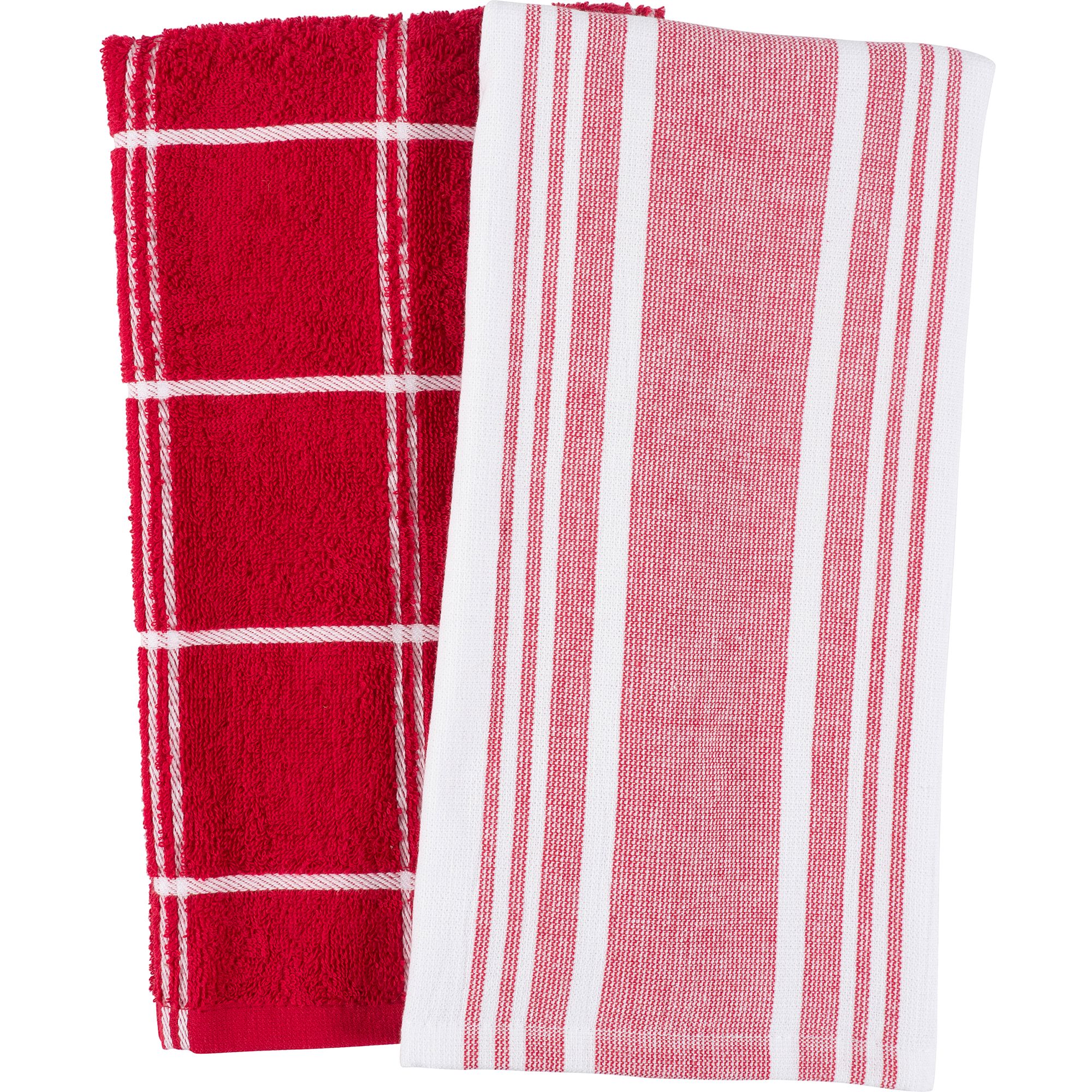 Cat Cora Terry Cotton Kitchen Towels Red. Set of 2