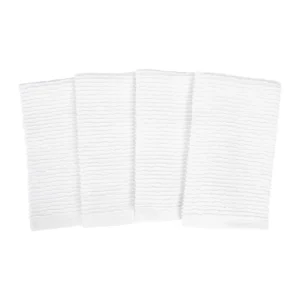 White Cotton Bar Mop Kitchen Towels. Set of 4
