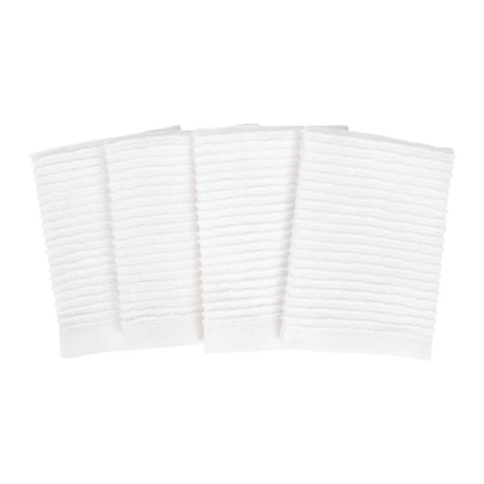 White Cotton Bar Mop Dish Cloths. Set of 4