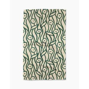 Nostalgic Flowers Geometry Tea Towel