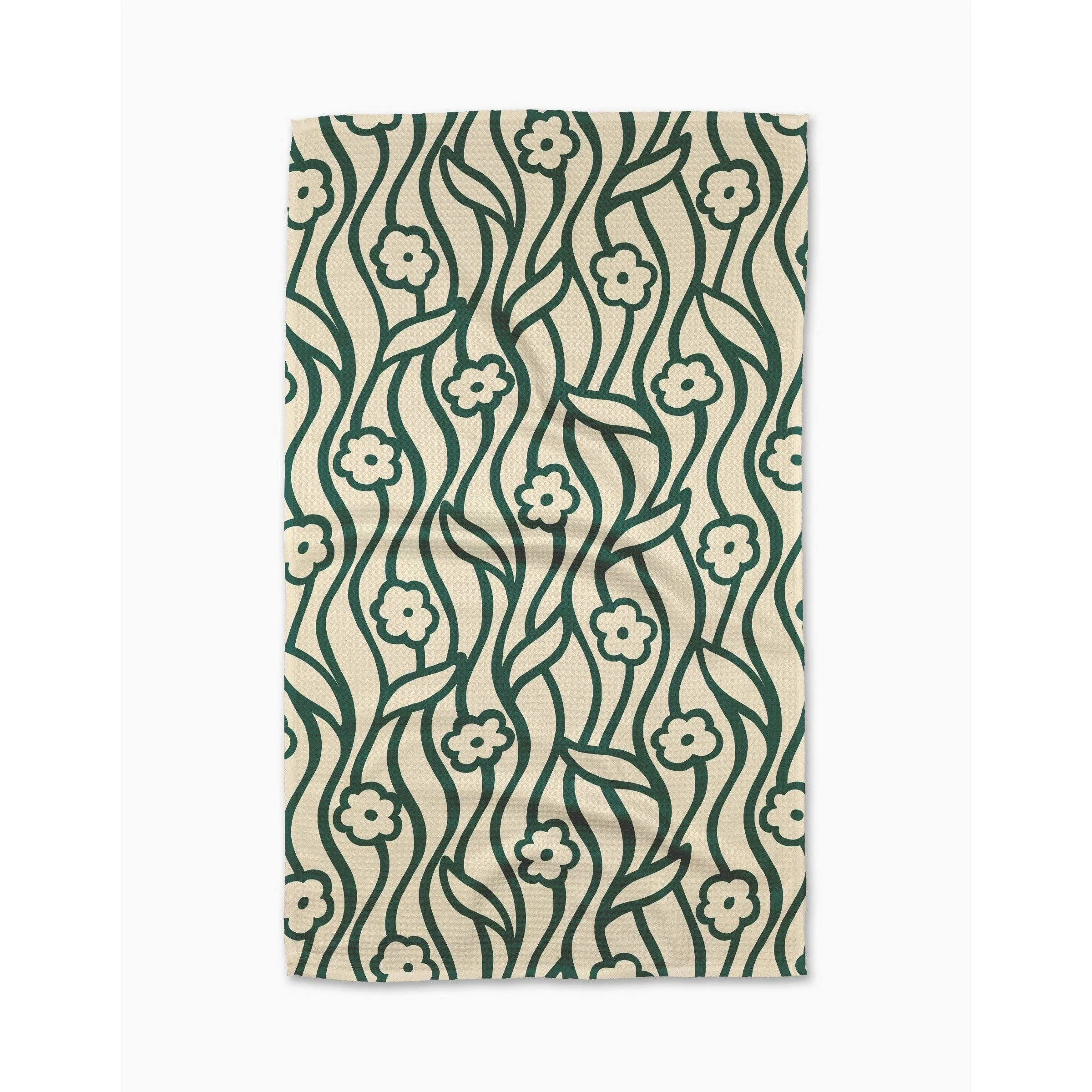 Nostalgic Flowers Geometry Tea Towel