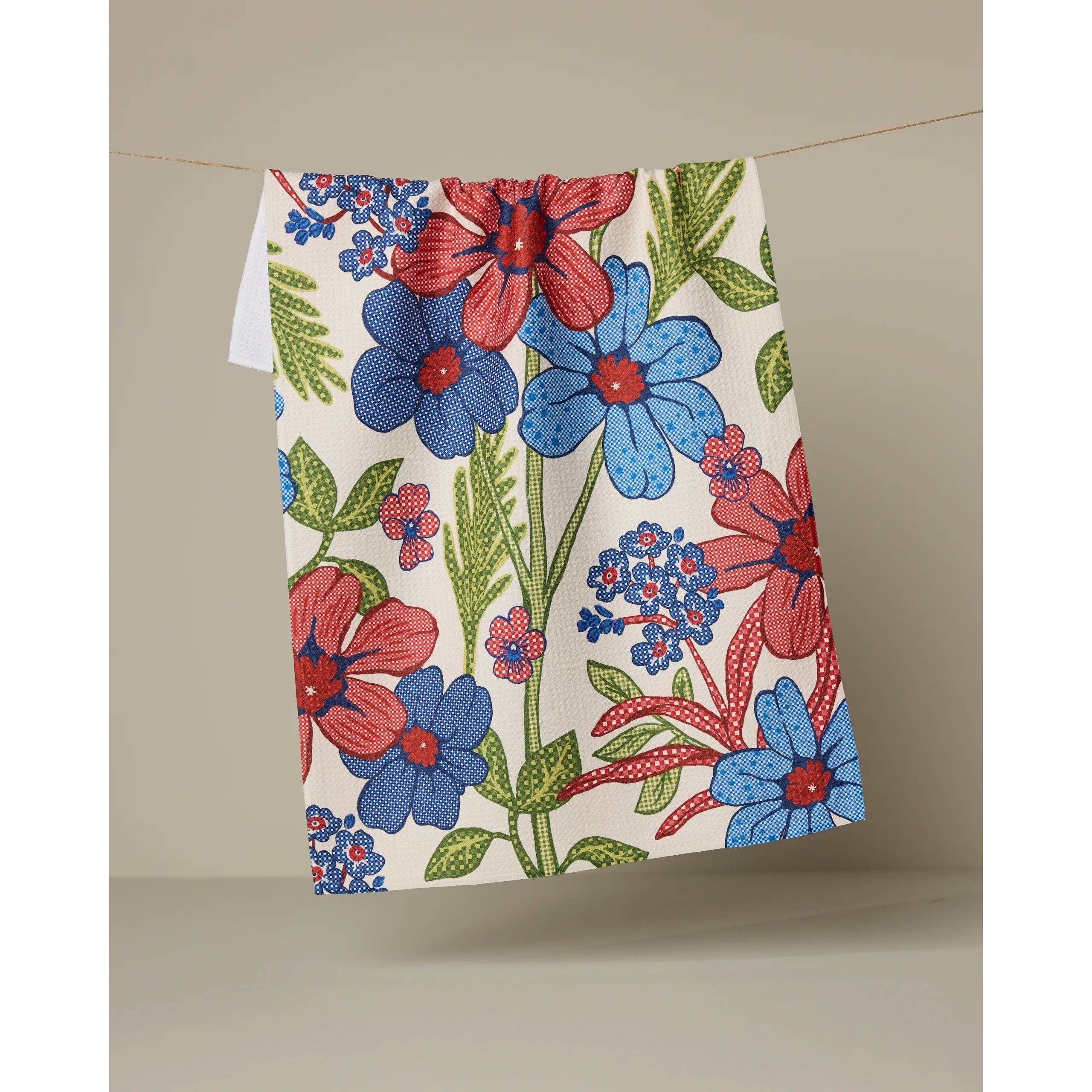 Plaid Floral Tea Towel