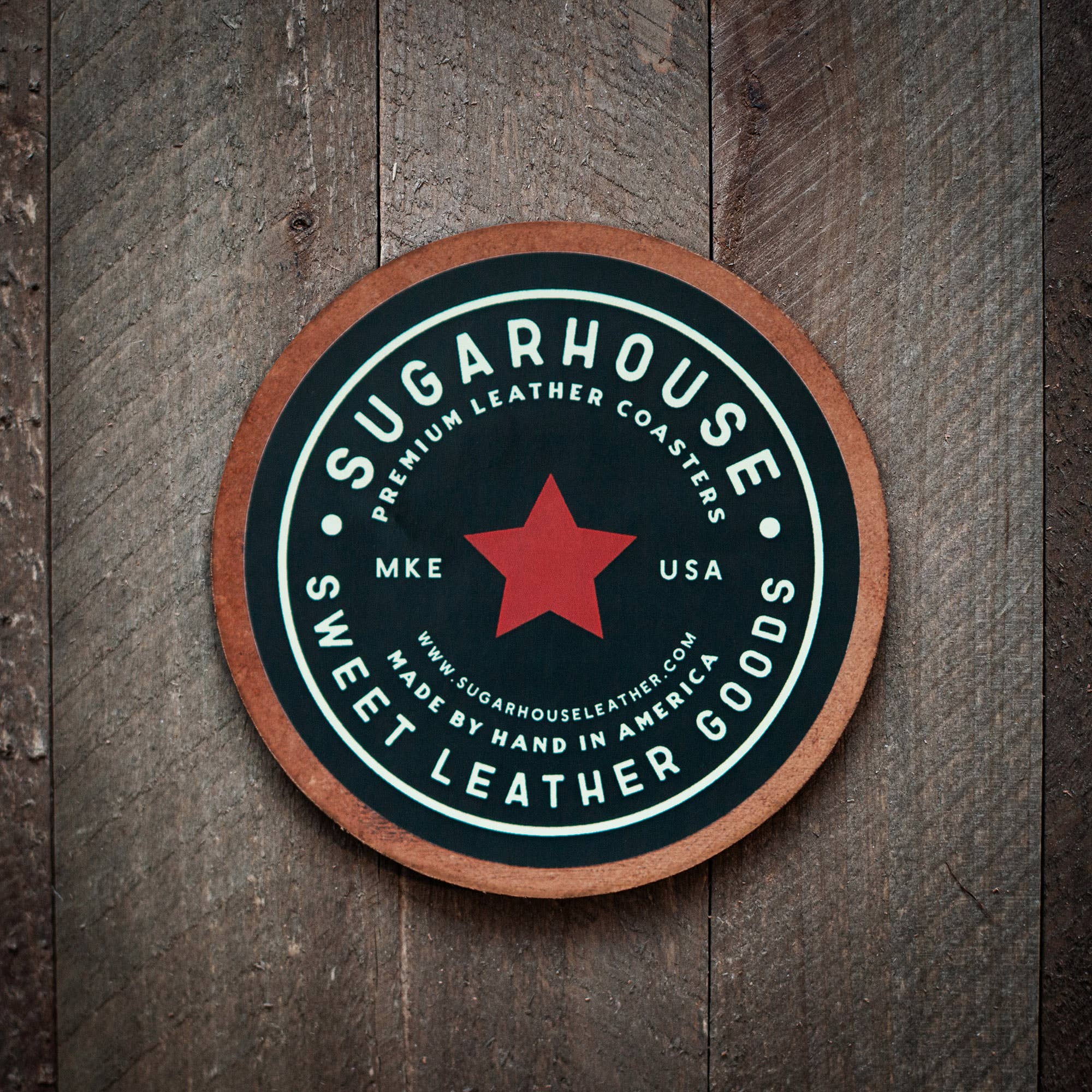 American Flag Leather Coaster - Image 2