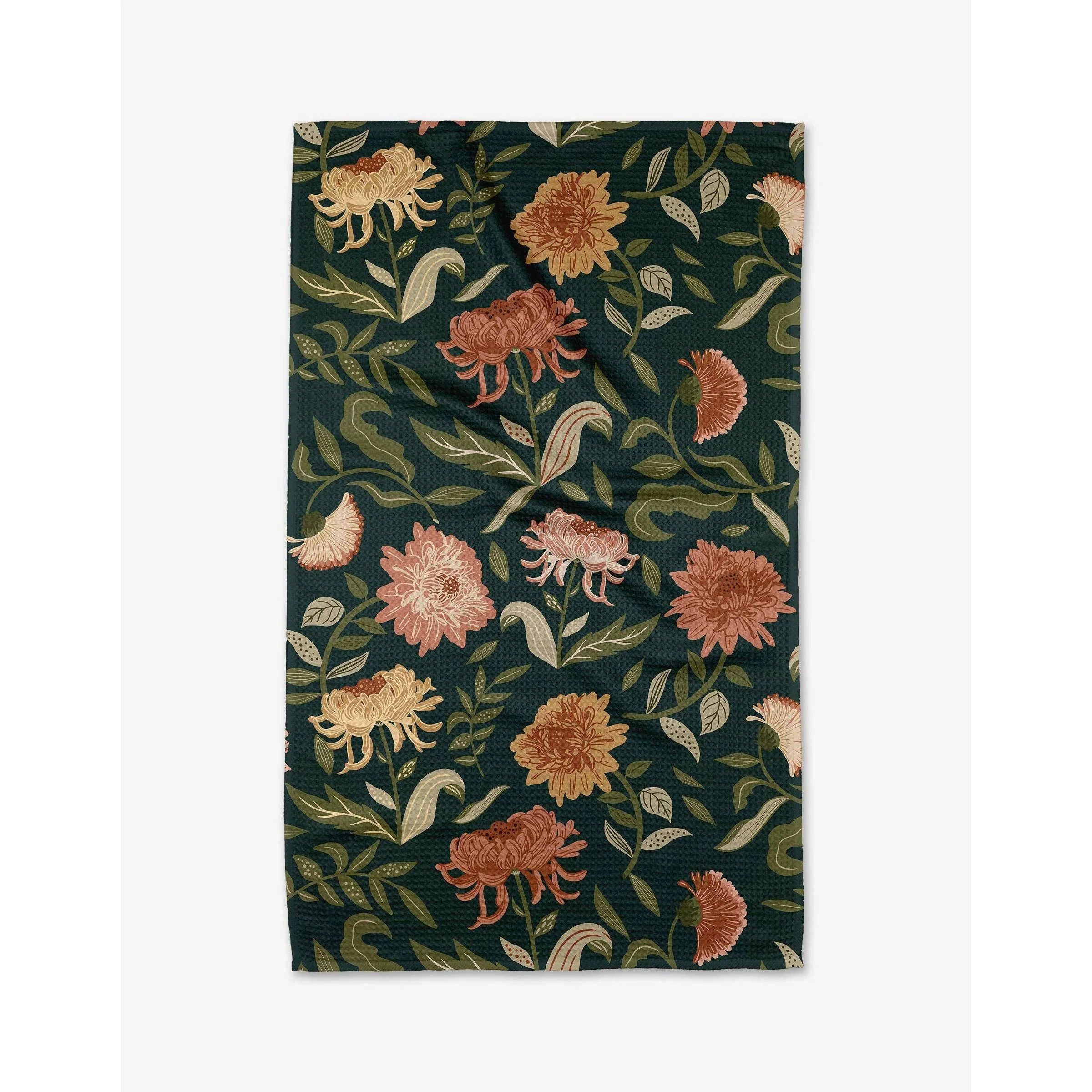 Chrysanthemums In November Geometry Tea Towel