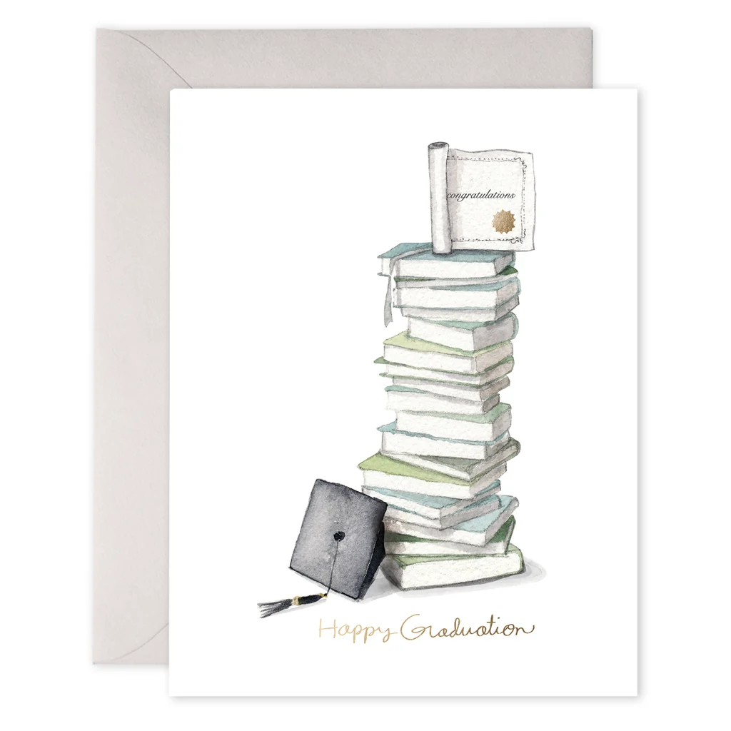 Grad Book Stack Greeting Card