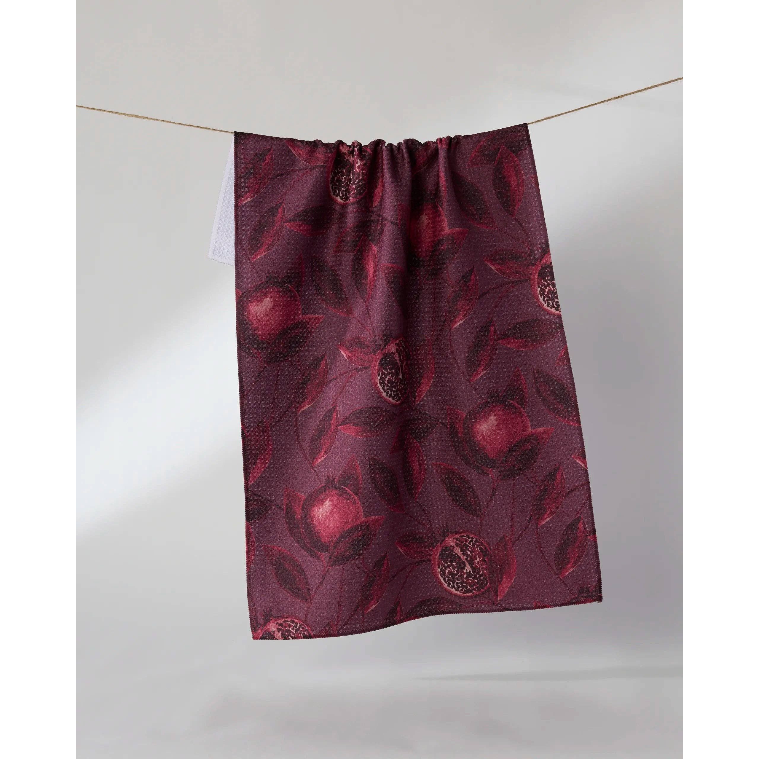 Rich Garnet Geometry Tea Towel