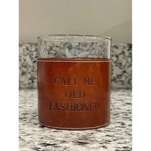 Call Me Old Fashioned Faux Leather Rocks Glass