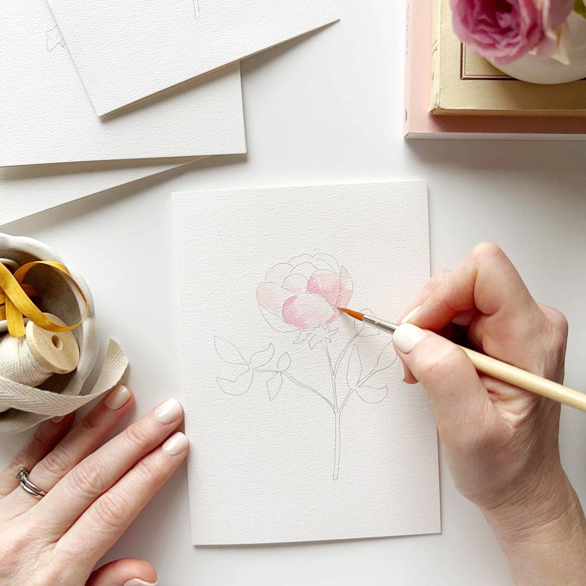 Garden Flowers Paintable Watercolor Notecard Set - Image 5