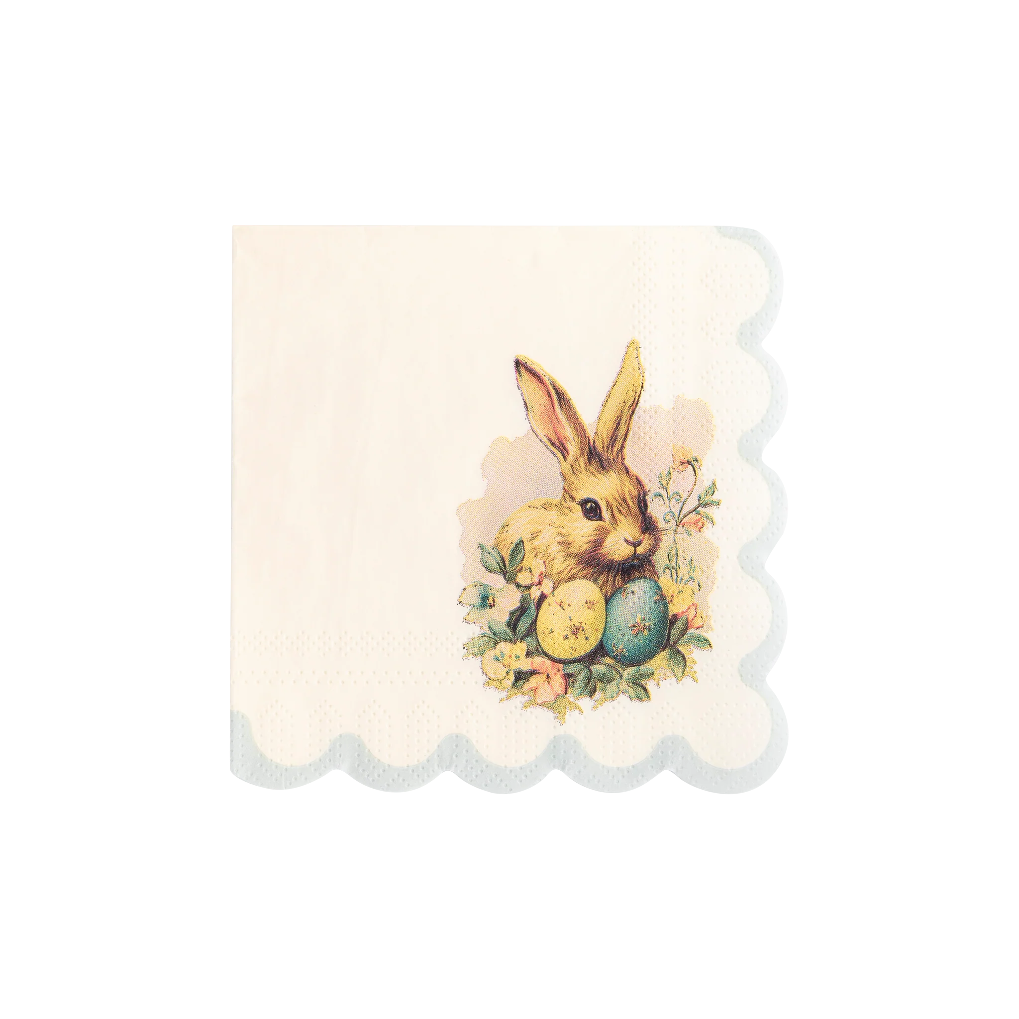 Vintage Easter Bunny Scallop Paper Cocktail Napkin