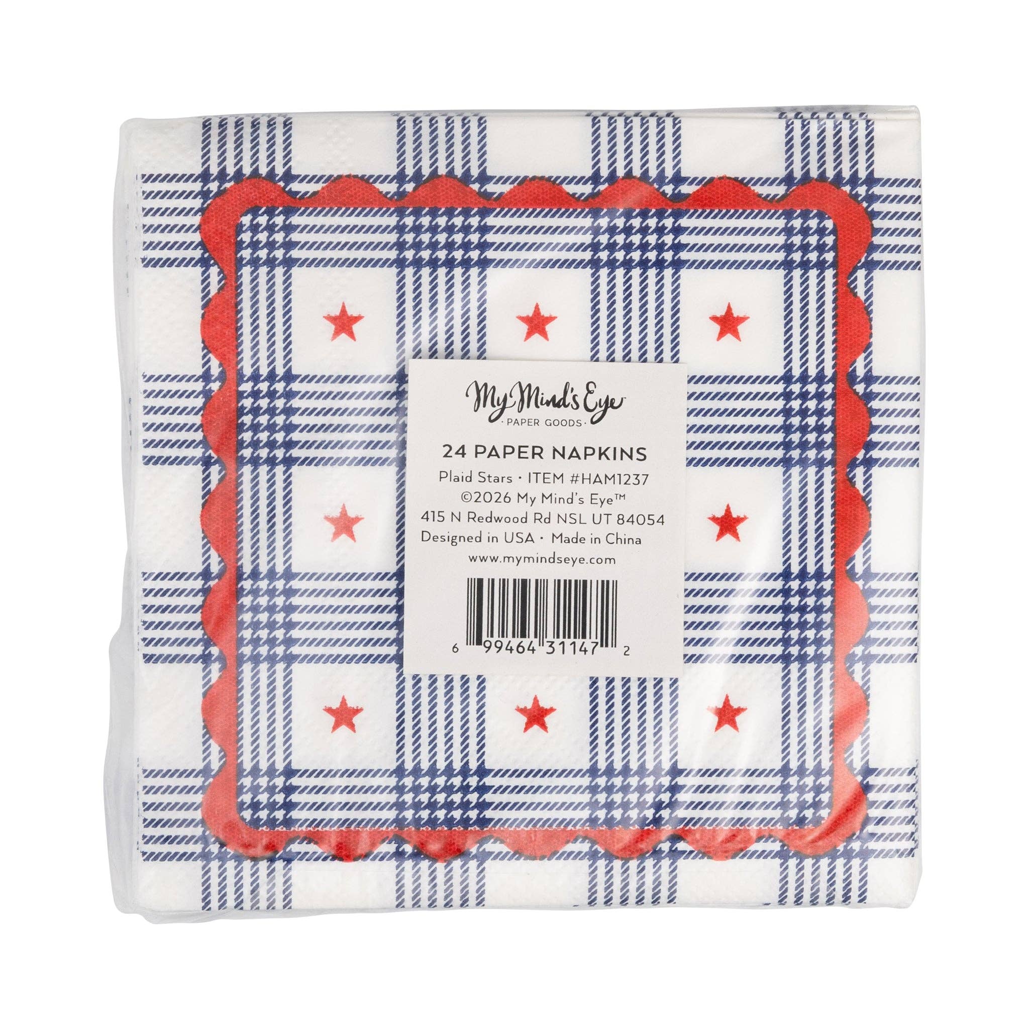 Plaid Stars Paper Cocktail Napkin - Image 4