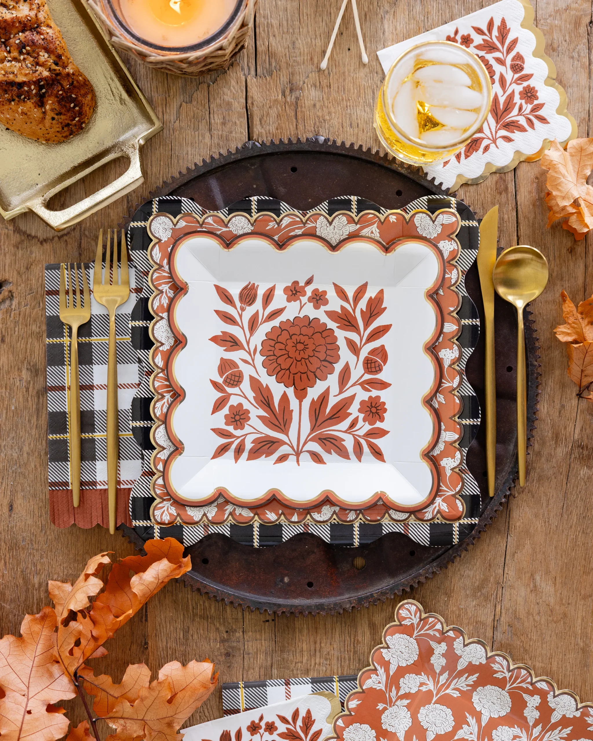 Black Fall Plaid Dinner Napkin - Image 2