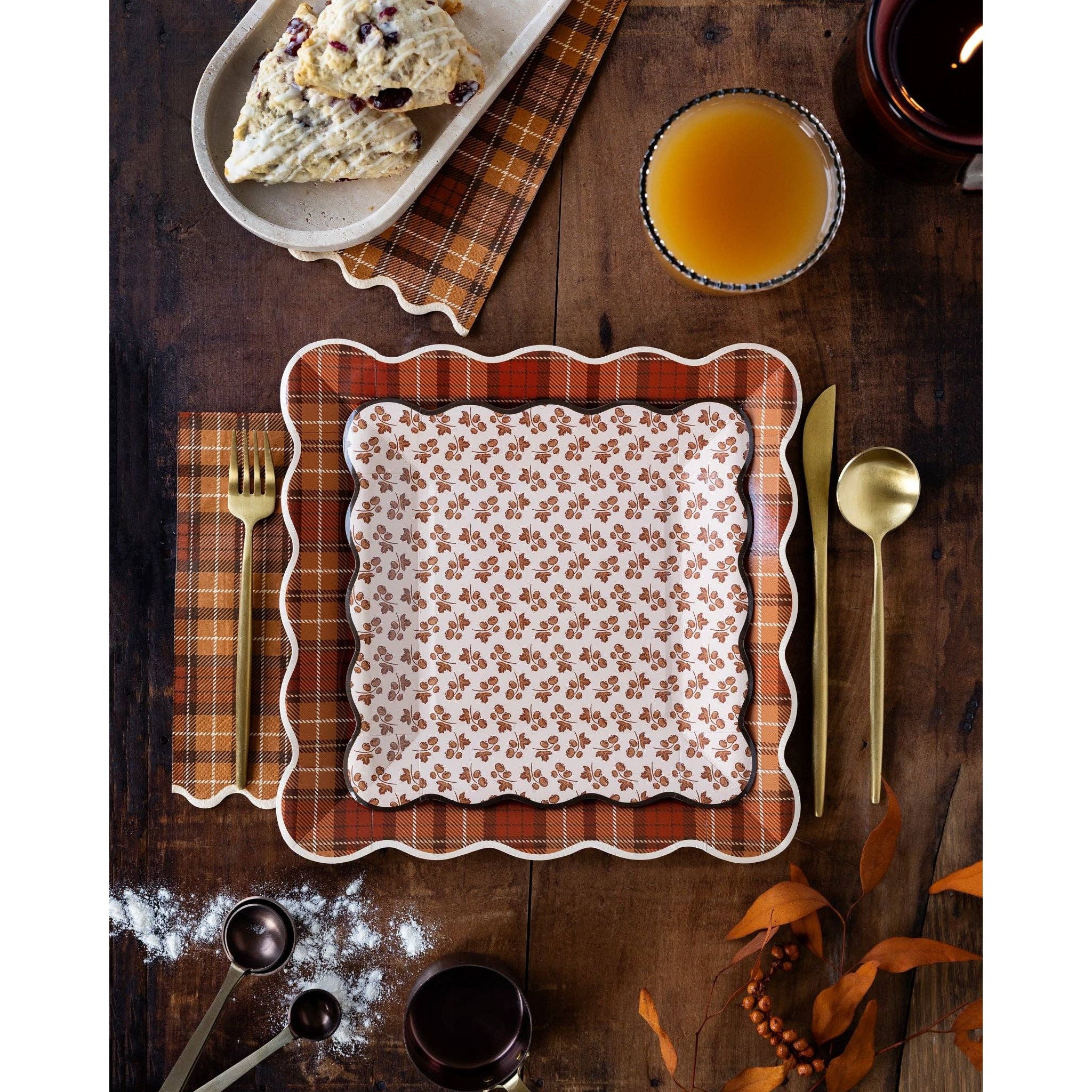 Autumn Plaid Dinner Paper Napkins - Image 2
