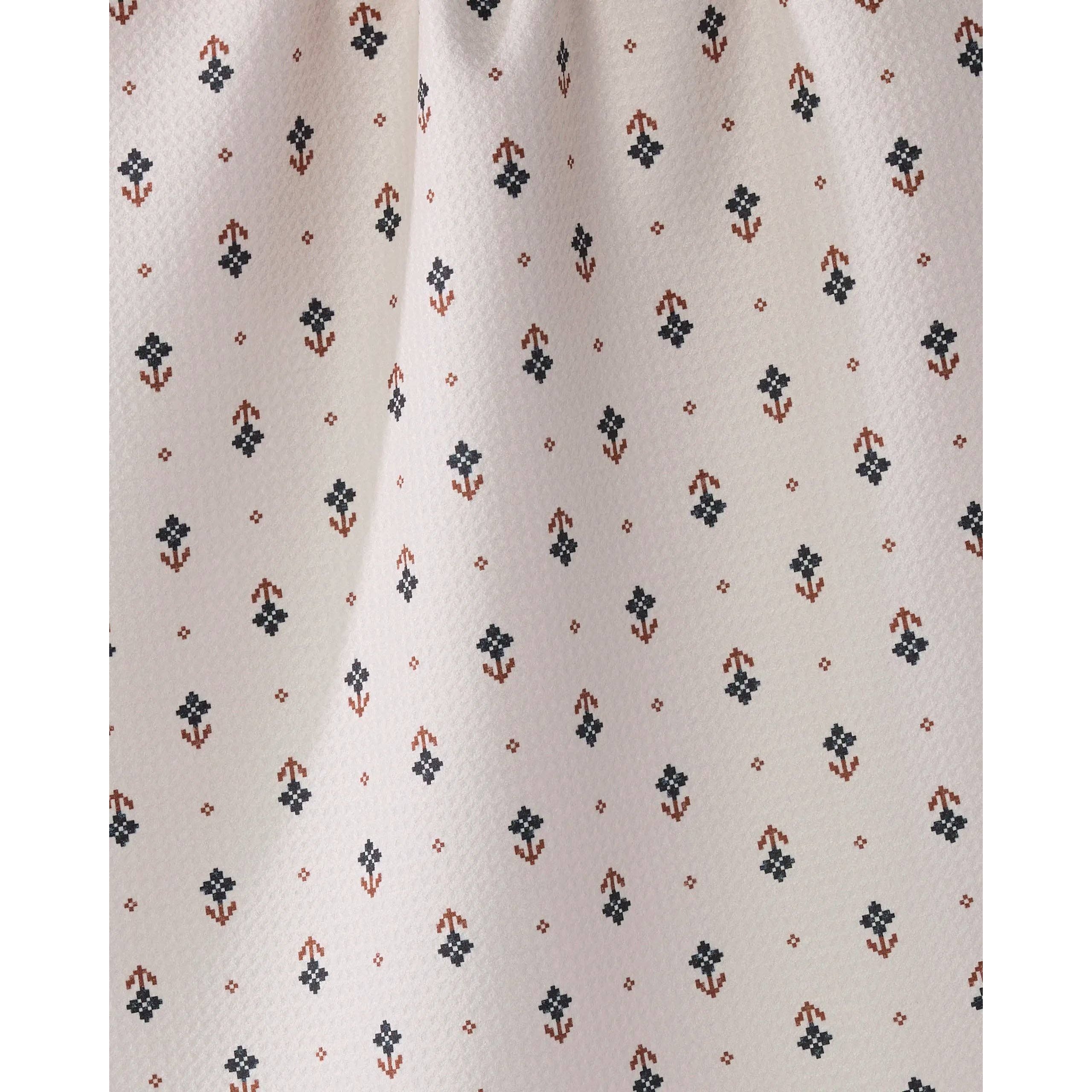 Folk Pixel White Geometry Tea Towel - Image 2