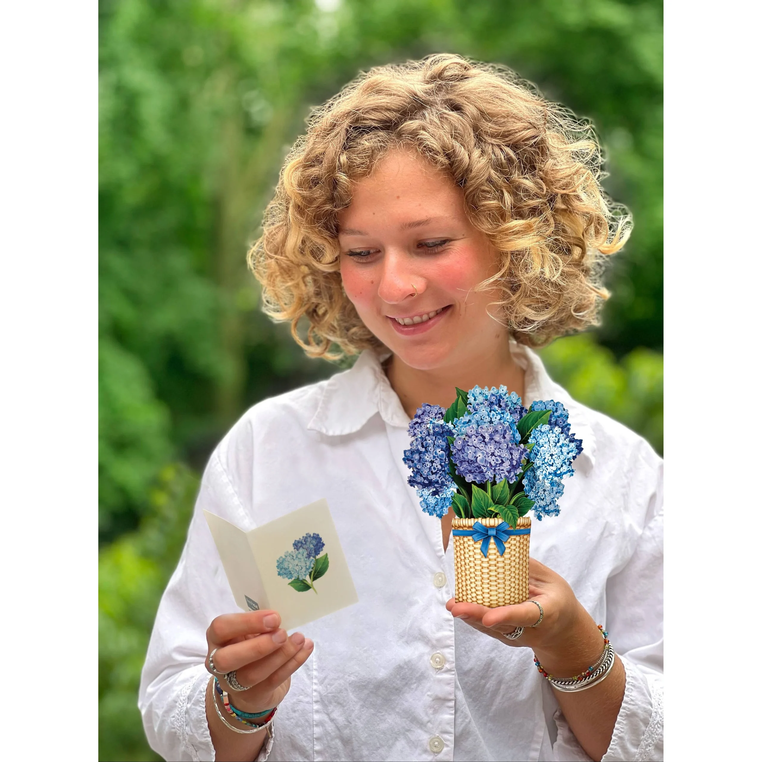 Nantucket Hydrangeas Mini Pop Up Greeting Card - Image 2