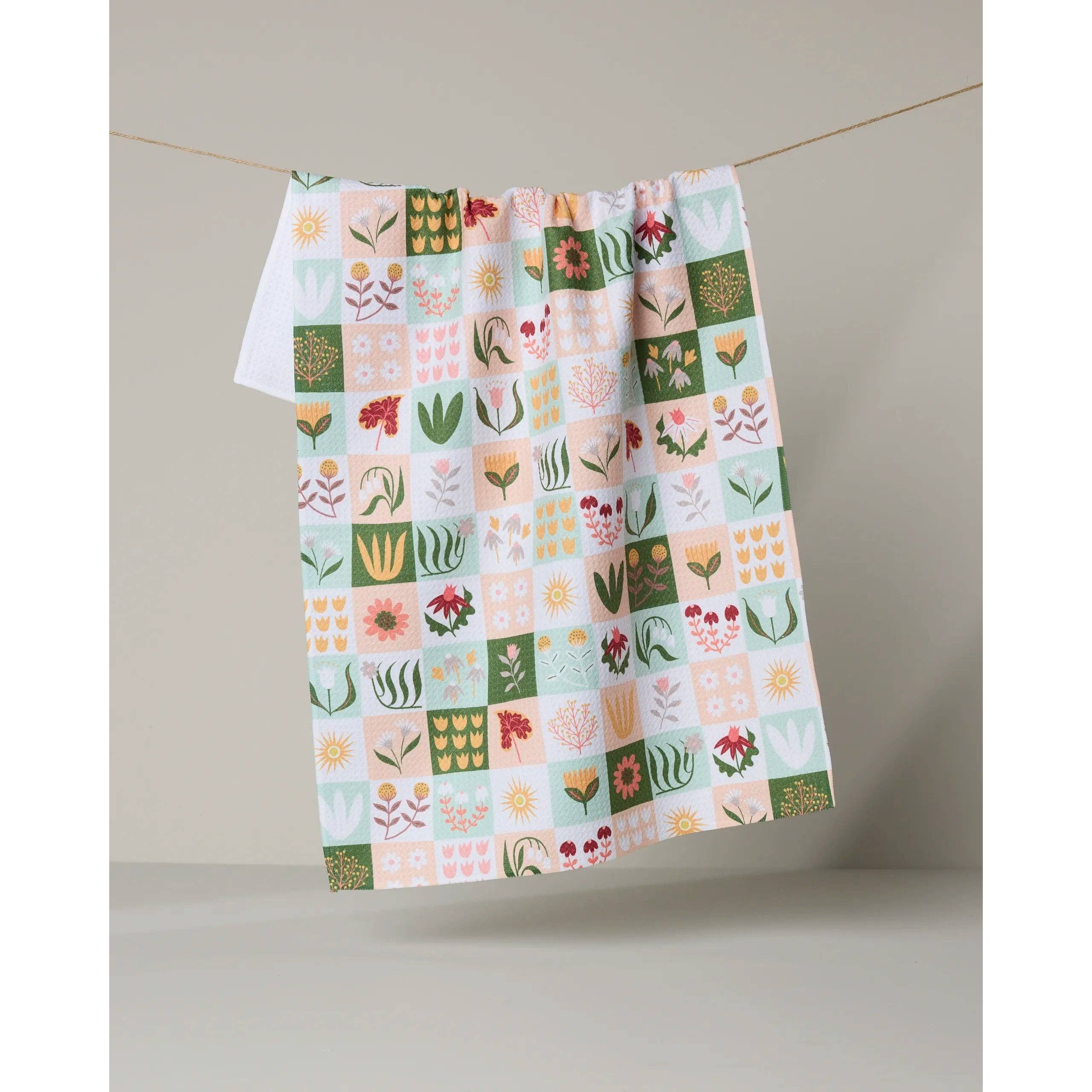 Patchwork Garden Geometry Tea Towel