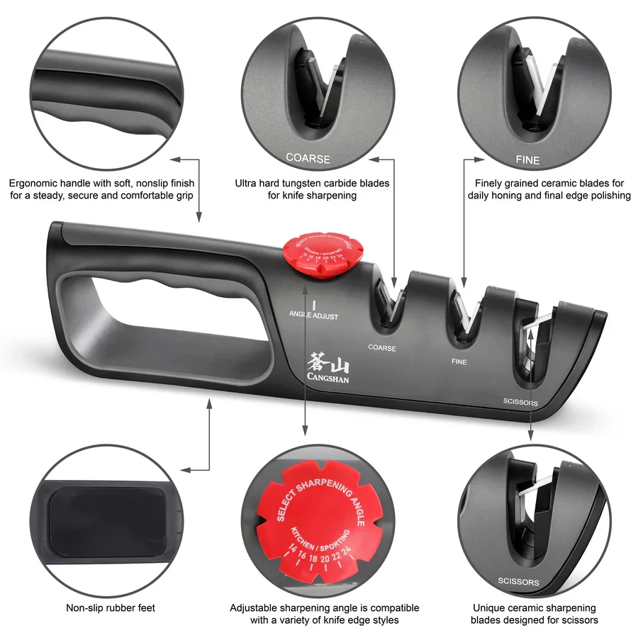 Cangshan 3 Stage Adjustable Knife Sharpener + Scissor Sharpener - Image 5