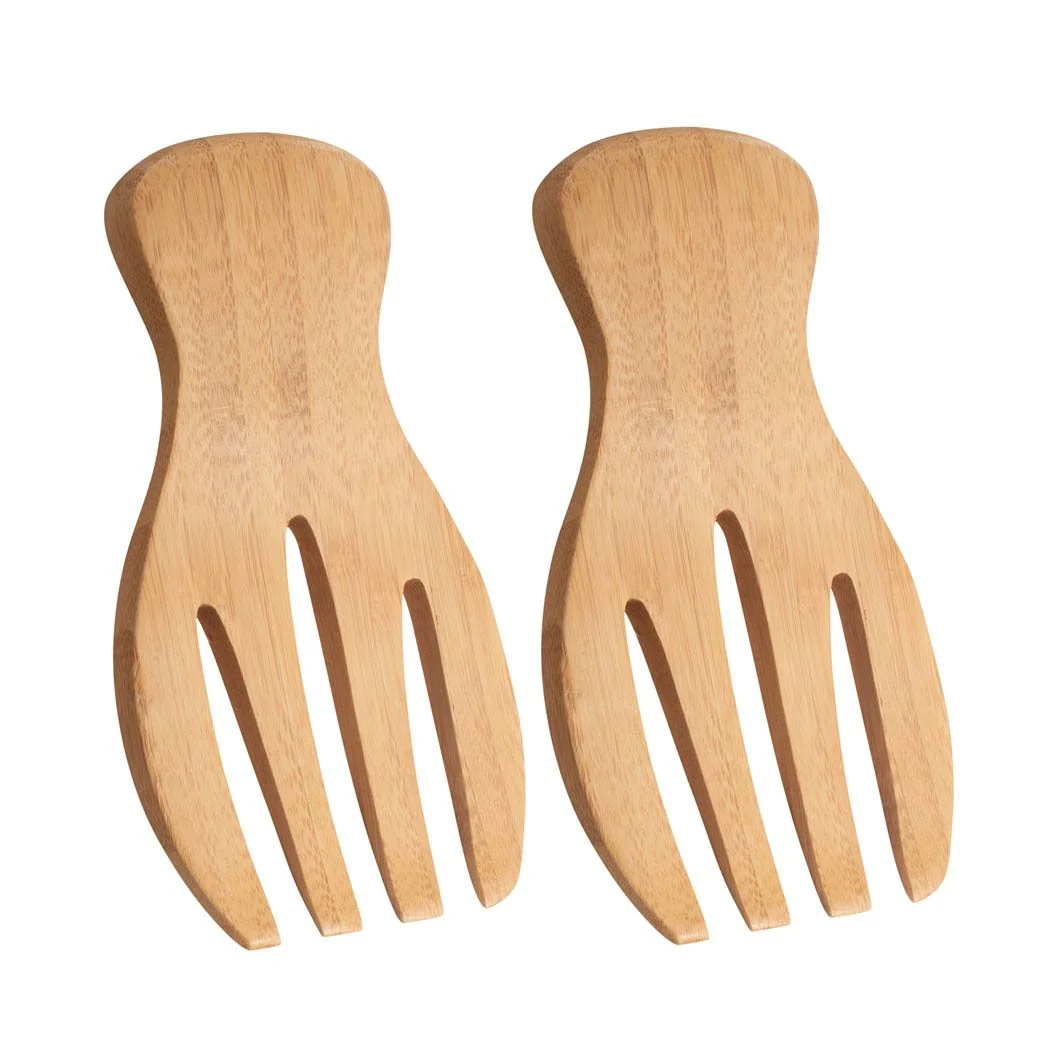 CatCora Bamboo Salad Hands. Natural Bamboo