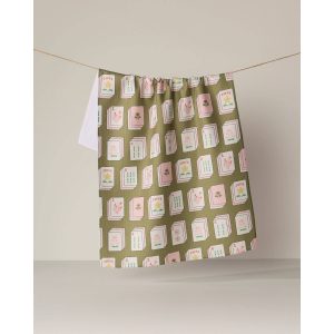 Flower Tiles Geometry Tea Towel