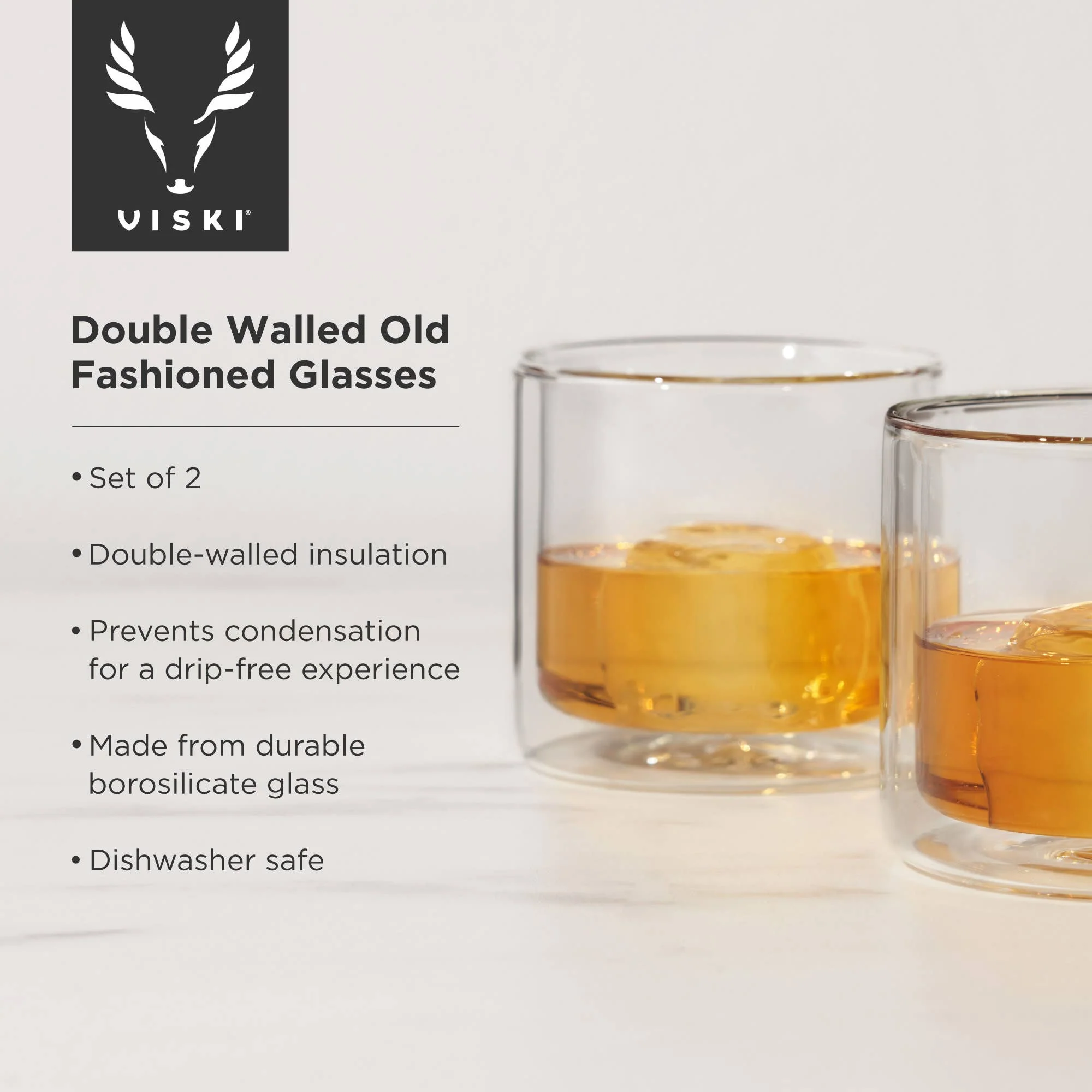 Double Walled Old Fashioned Glasses Set of 2 - Image 5