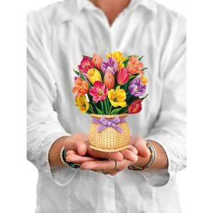 Festive Tulips Mini Pop Up Greeting Card