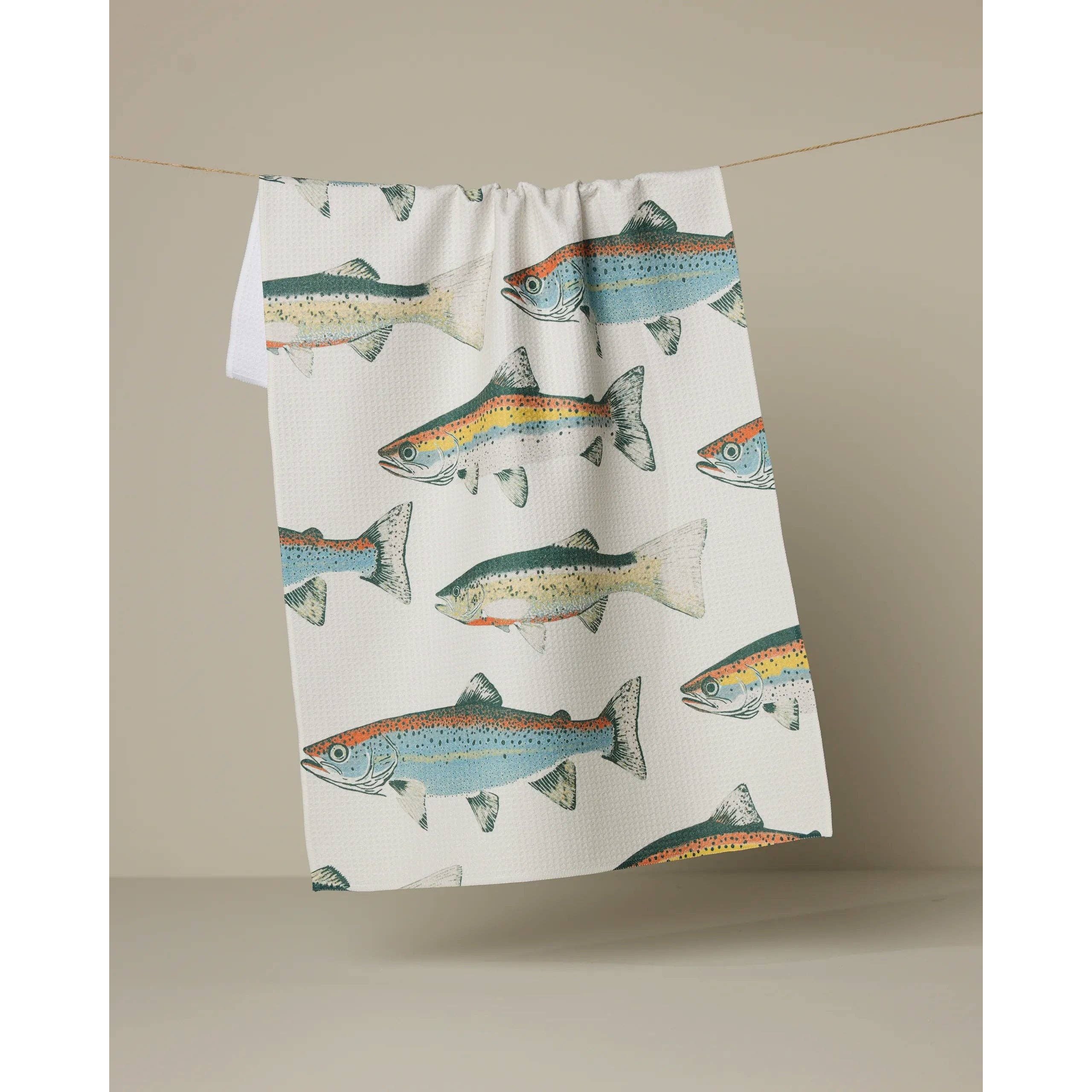 Hooked on Fishing Geometry Tea Towel