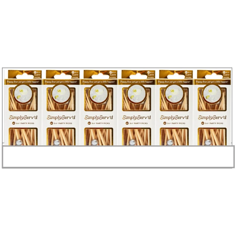 Party Pick Fancy Bamboo Toothpick Small 3.5 Silver 40pk - Image 2