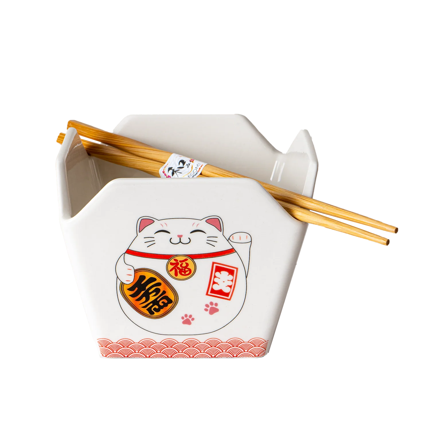 Lucky Cat Takeout Box Serving Bowl With Chopsticks - Image 7