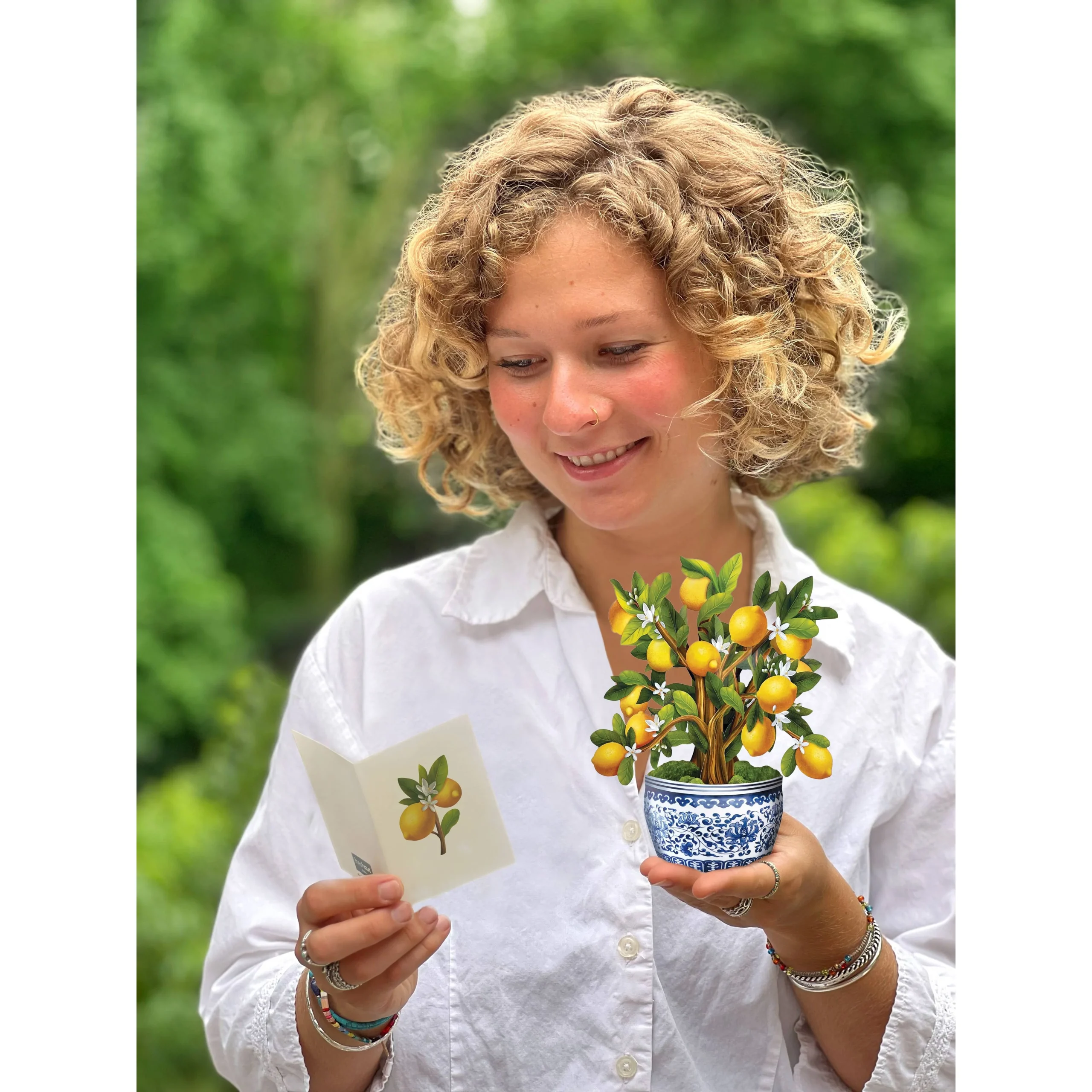 Mini Lemon Blossom Tree Pop Up Greeting Cards - Image 2
