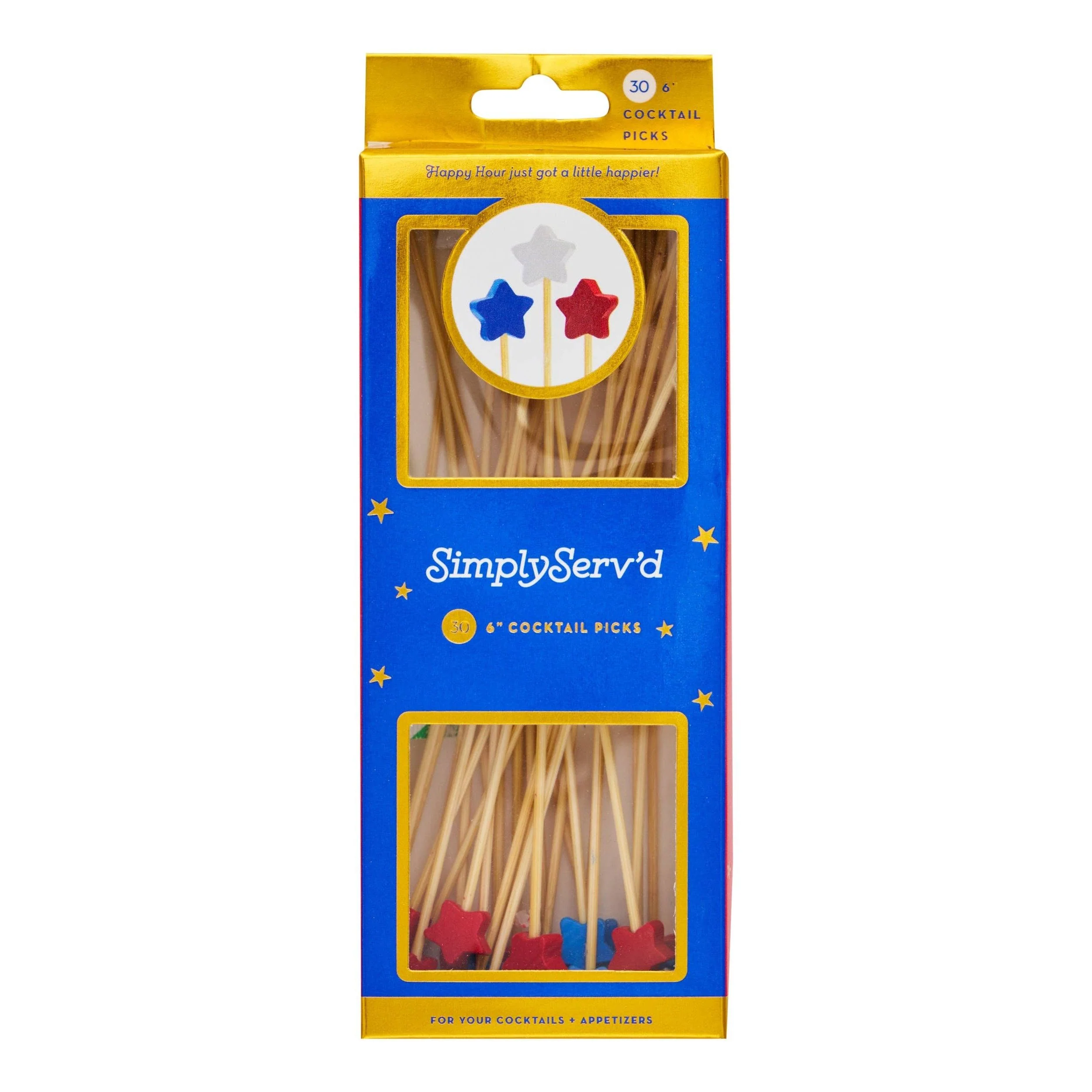 Red White Blue Stars 6 Inch Wood Party Pick/30pk - Image 2