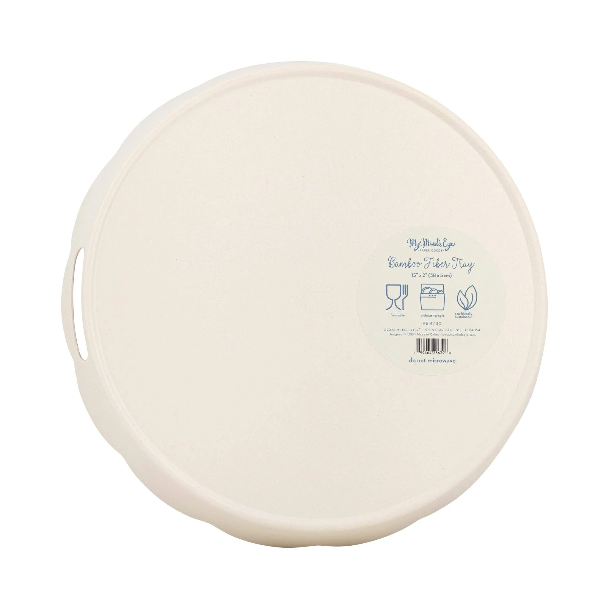 Round Scalloped Floral Bamboo Tray - Image 3