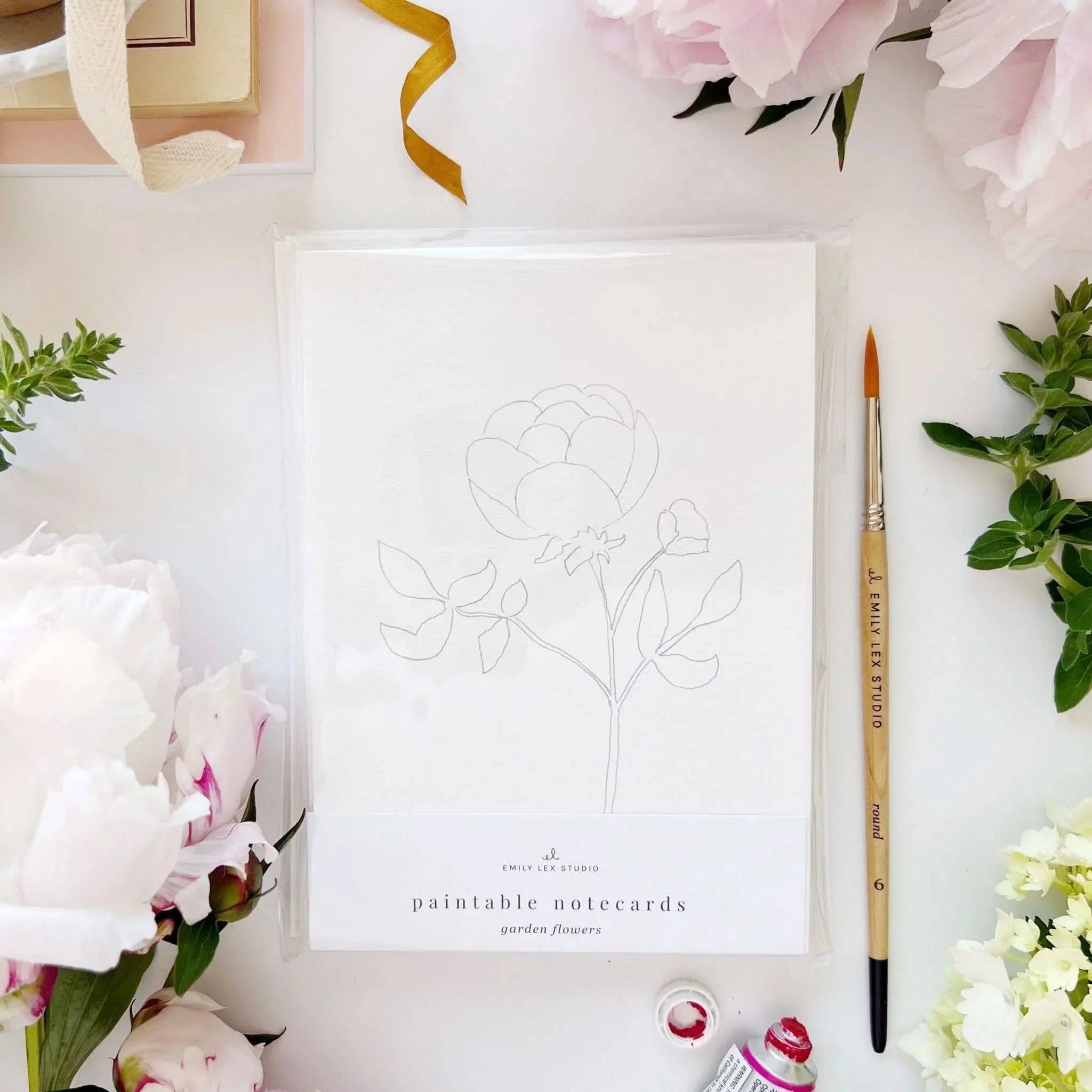 Garden Flowers Paintable Watercolor Notecard Set - Image 2