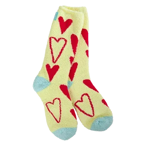 Cozy Crew Socks in Red Hearts