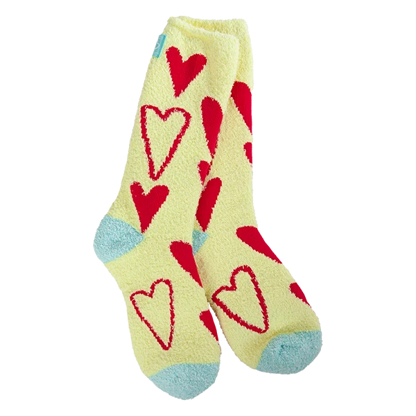 Cozy Crew Socks in Red Hearts