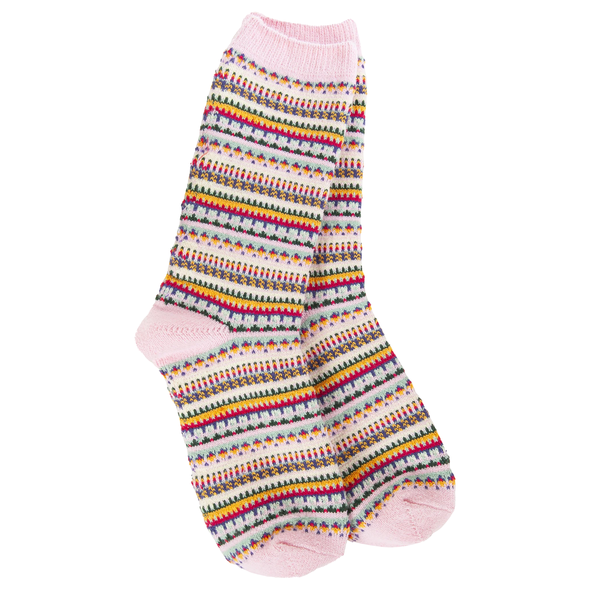Boho Crew Socks in Pink Stripe