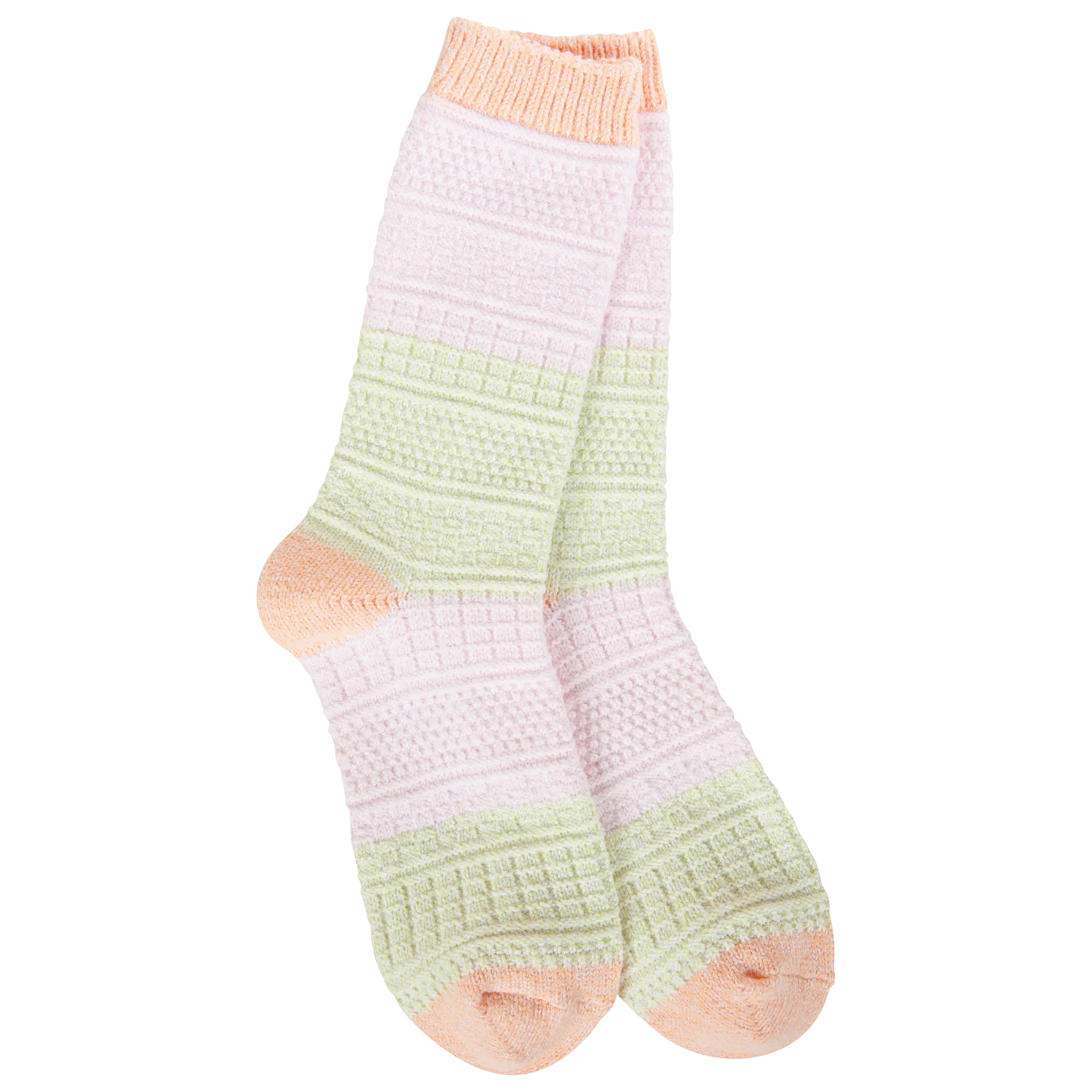 Basket Crew Socks in Spring Peach