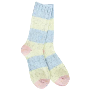 Light Weight Cable Crew Socks in Pastel Spring