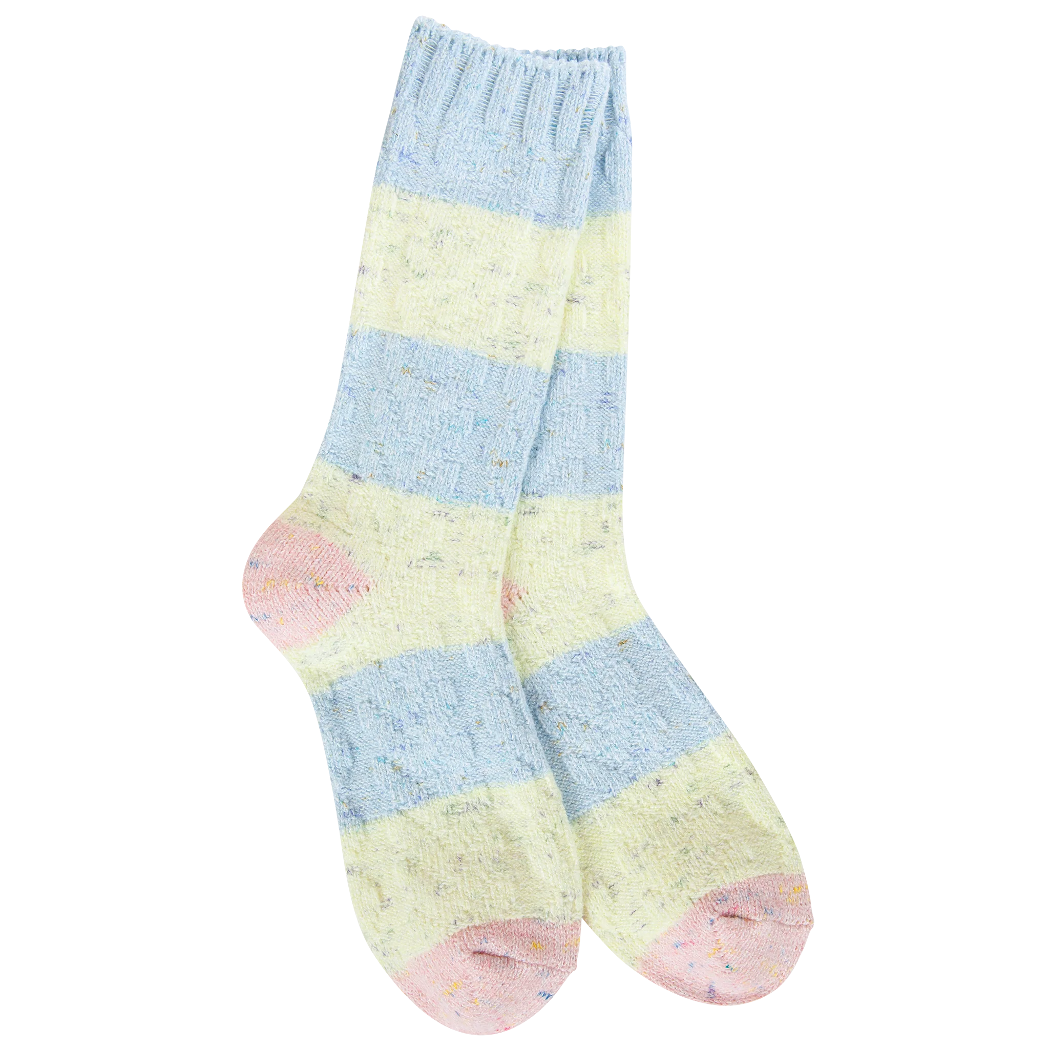 Light Weight Cable Crew Socks in Pastel Spring