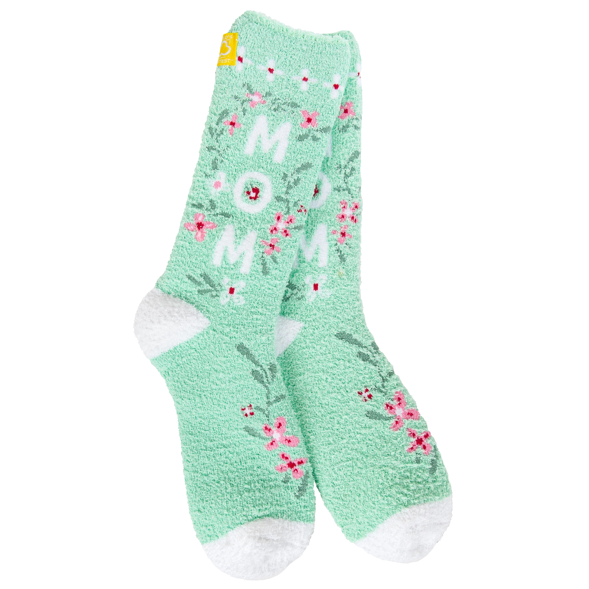 Cozy Crew Socks in Green Floral Mom