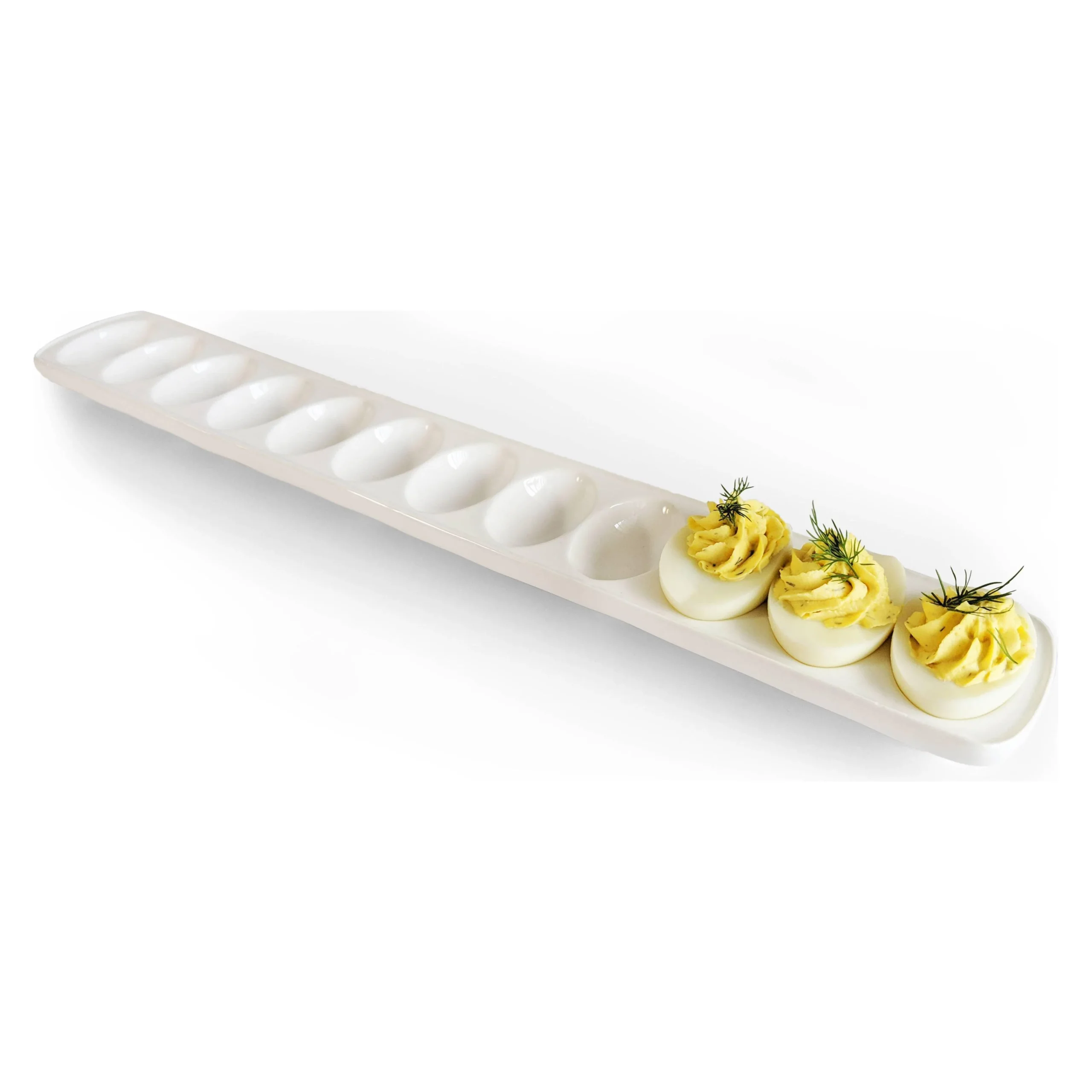 Stoneware White Deviled Egg Tray - Image 2