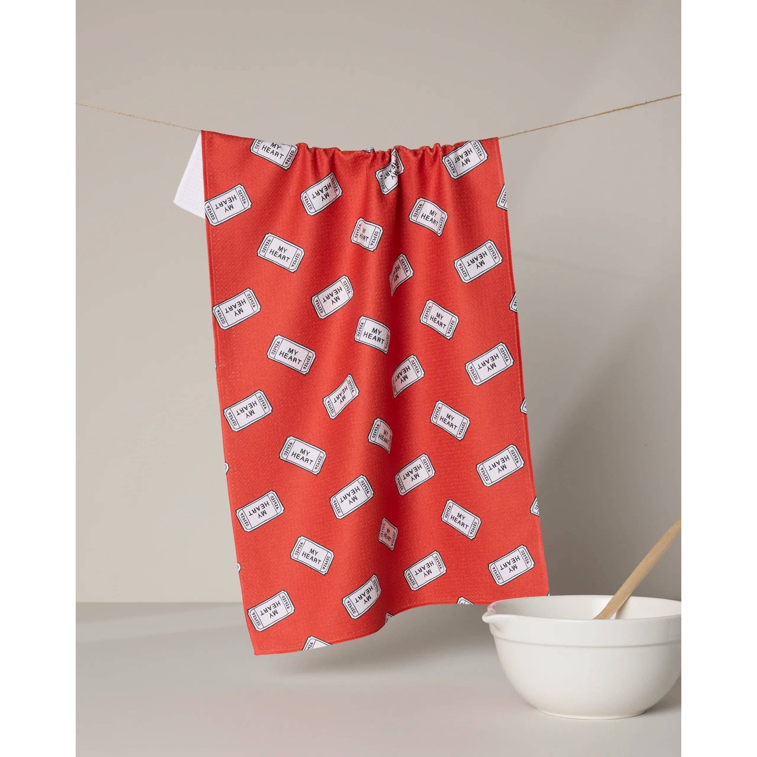 Heart Ticket Geometry Tea Towel