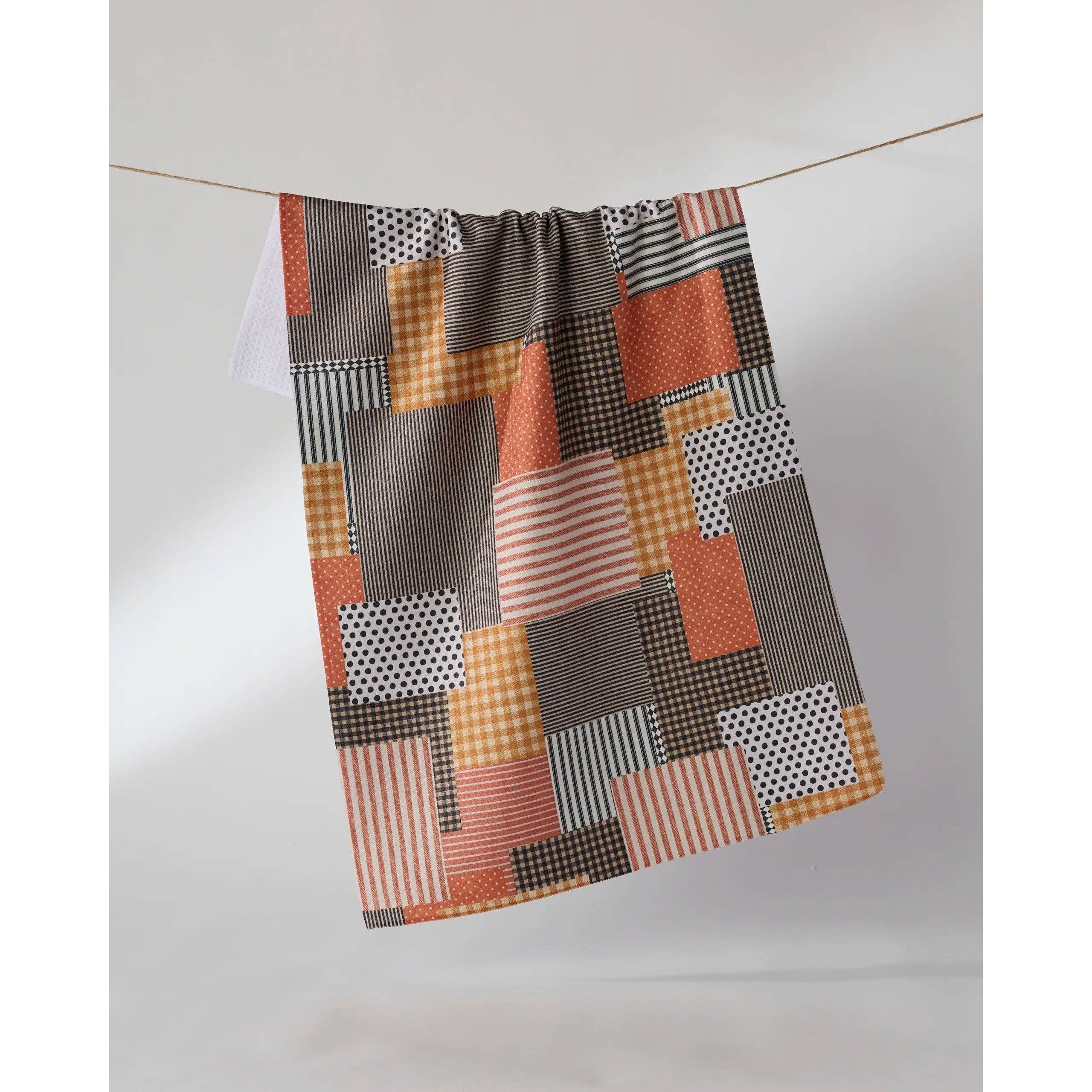 Patch and Pumpkin Geometry Tea Towel