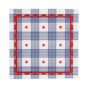 Plaid Stars Paper Cocktail Napkin
