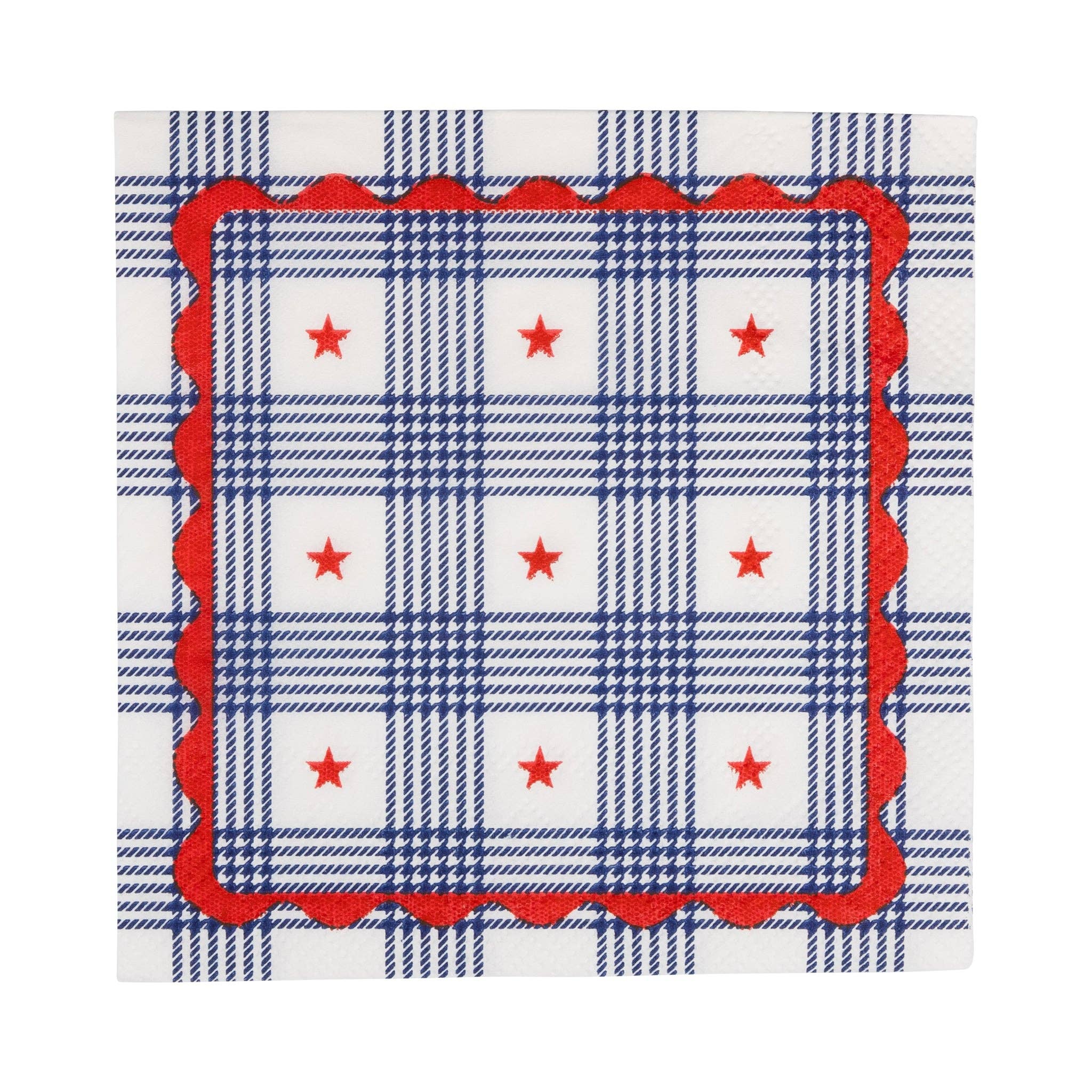Plaid Stars Paper Cocktail Napkin