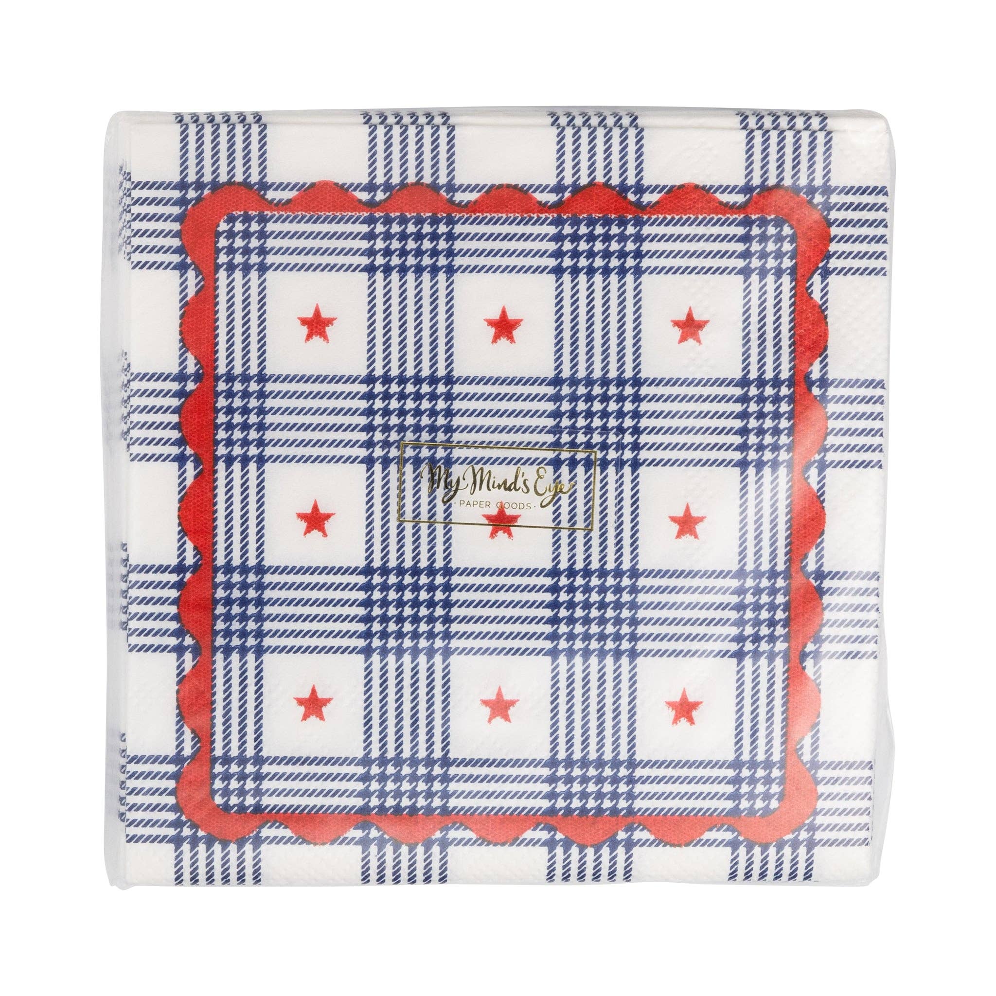 Plaid Stars Paper Cocktail Napkin - Image 3