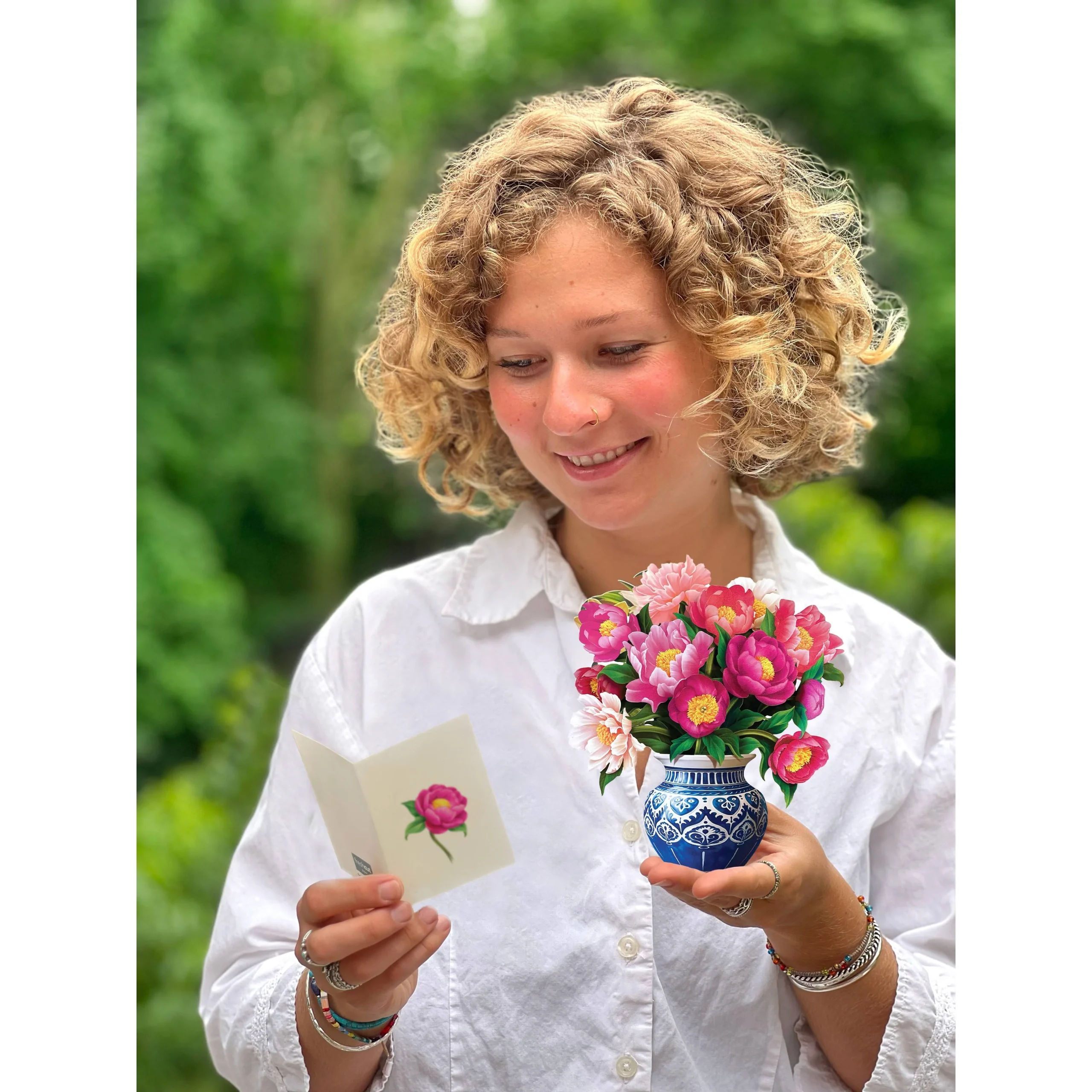 Mini Peony Paradise Pop Up Greeting Card - Image 5