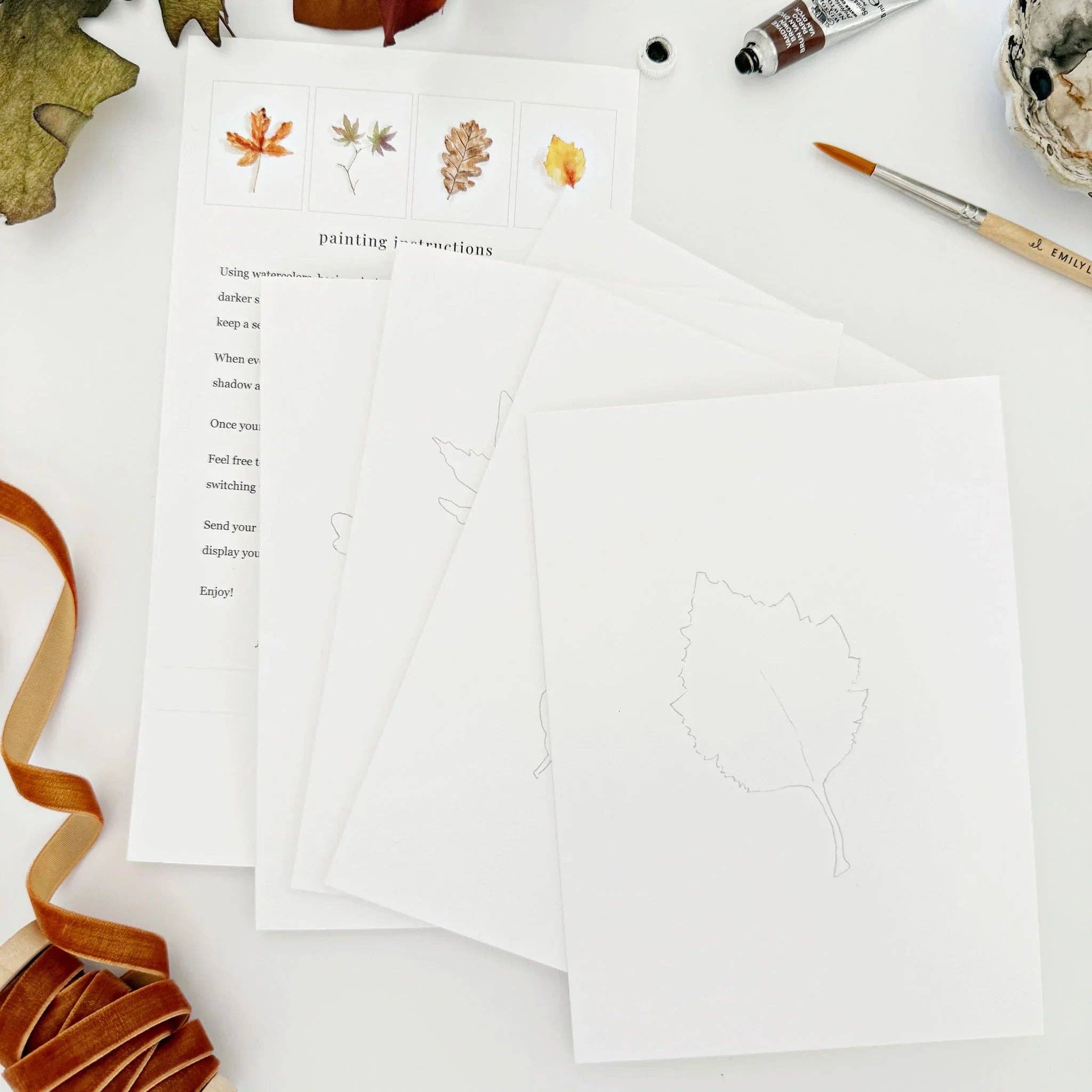 Fall leaves paintable watercolor notecard set - Image 3