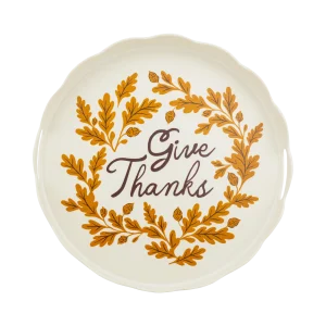 Give Thanks Round Bamboo Tray