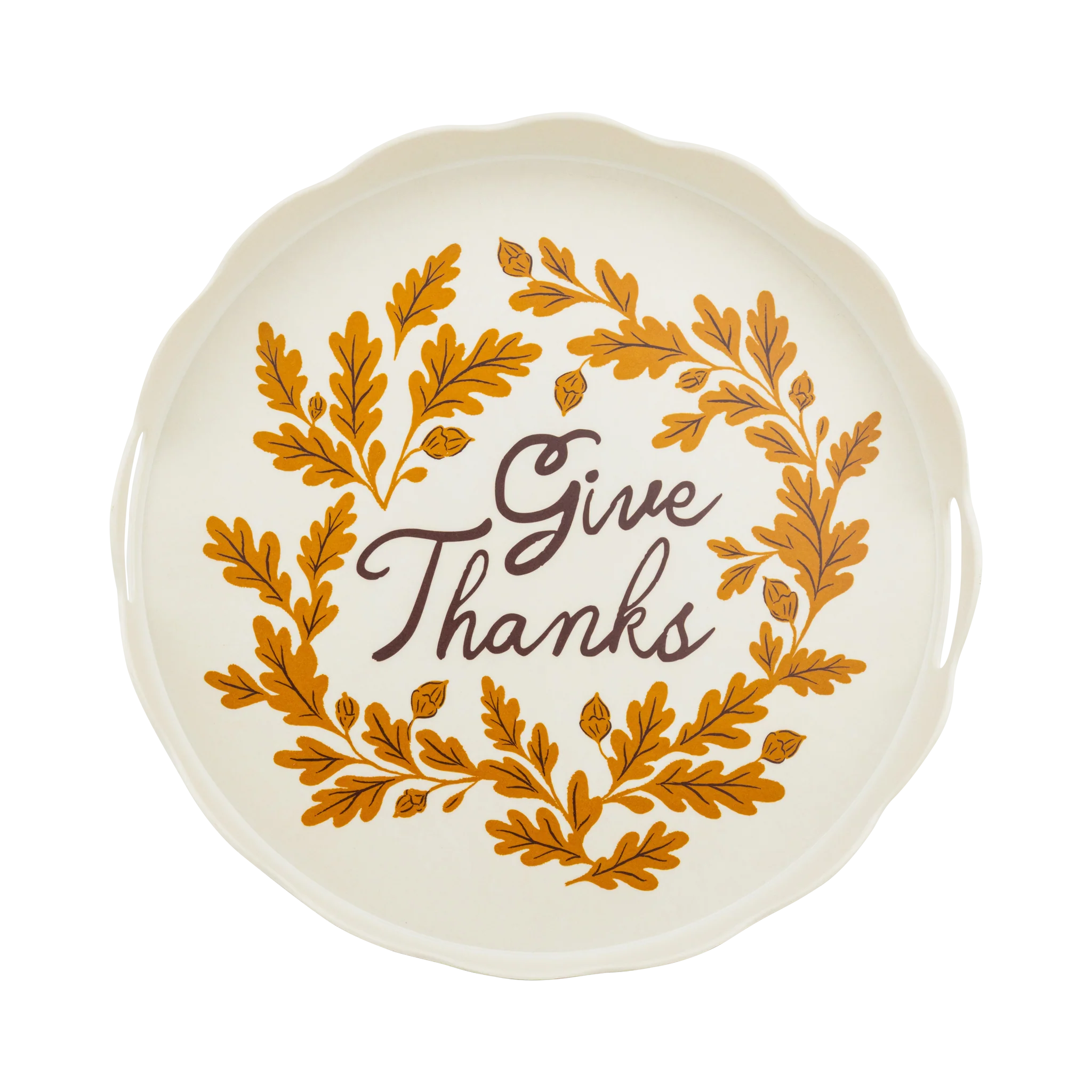 Give Thanks Round Bamboo Tray