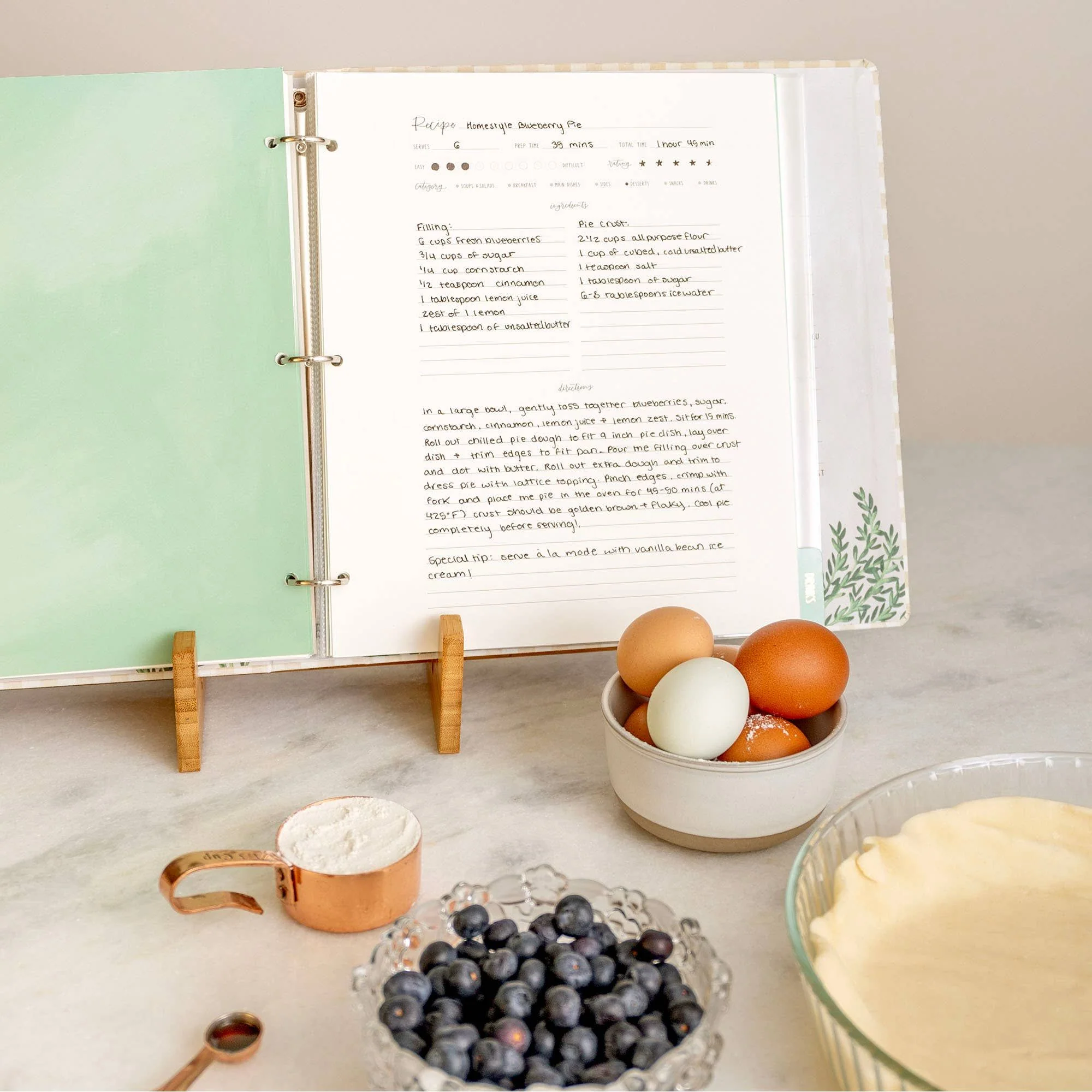 Beige Gingham Large Recipe Binder - Image 8