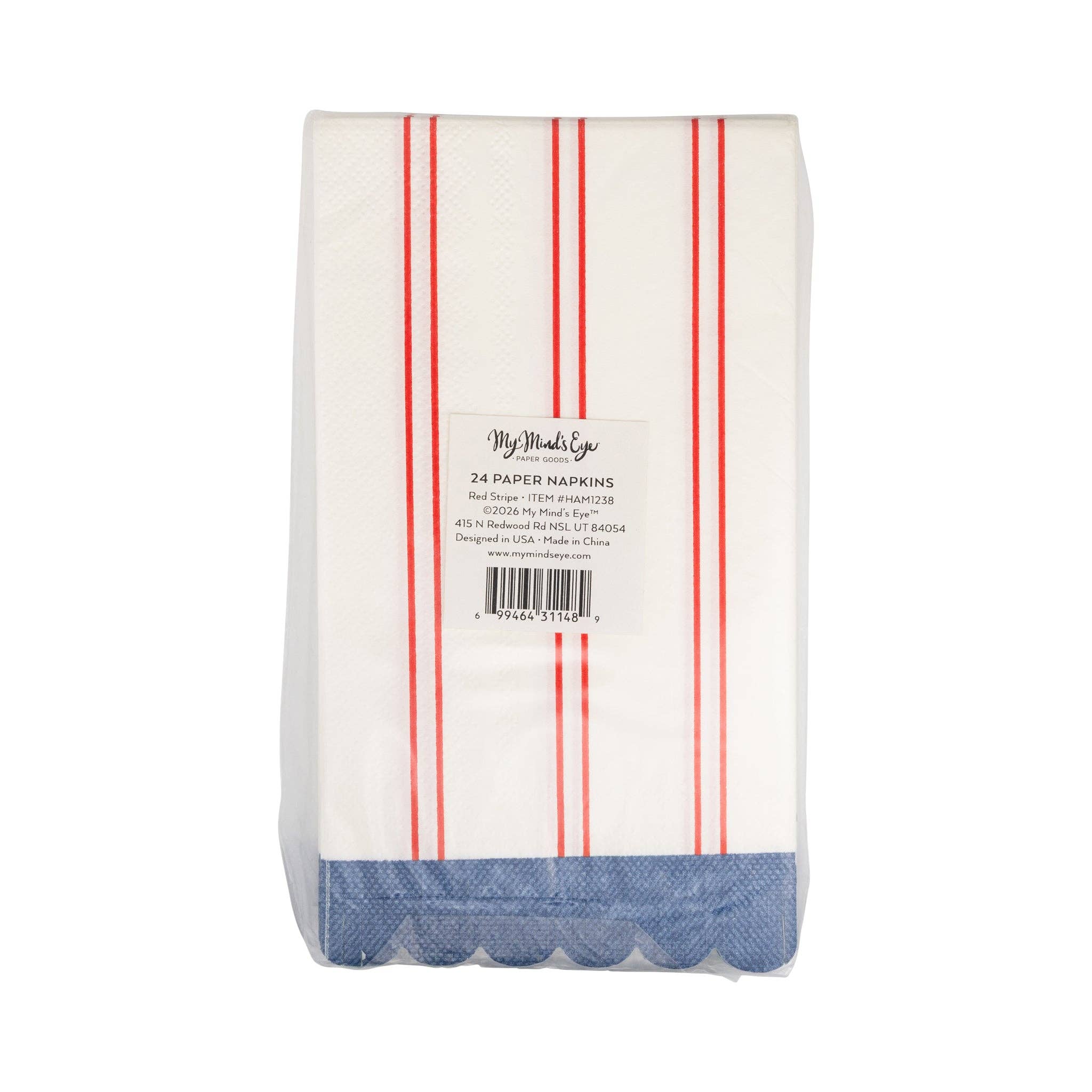 Red Striped Paper Dinner Napkin - Image 4